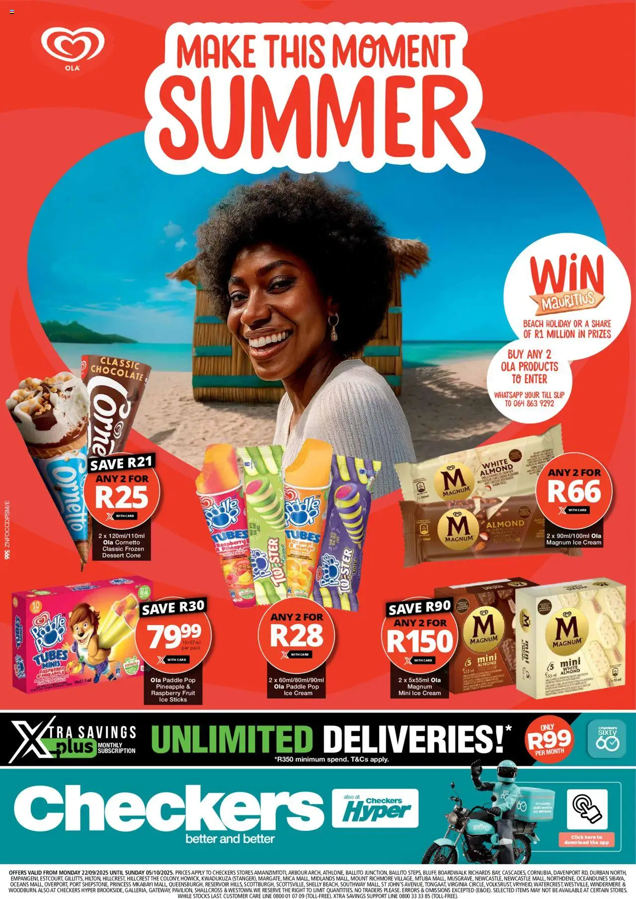 New Checkers catalogue – valid from 22.09.2025 | Page: 1 | Products: Pineapple, Cream, Ice cream, Fruit