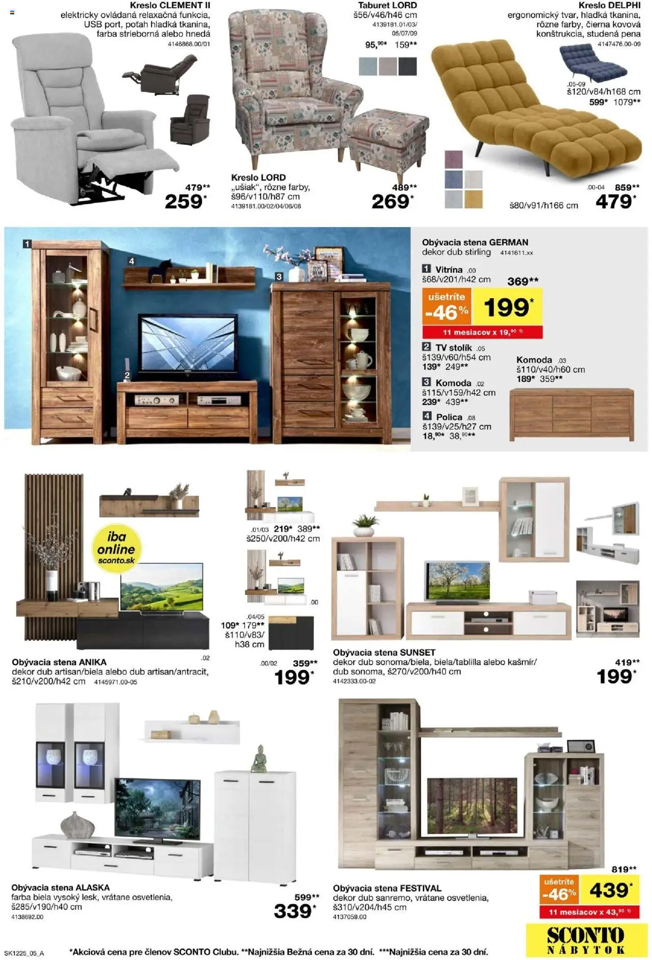 Nové Sconto nábytok akcie – leták je platný od 24.09.2025 | Strana: 5 | Produkty: Nábytok, Tv, Tv stolik, Taburet
