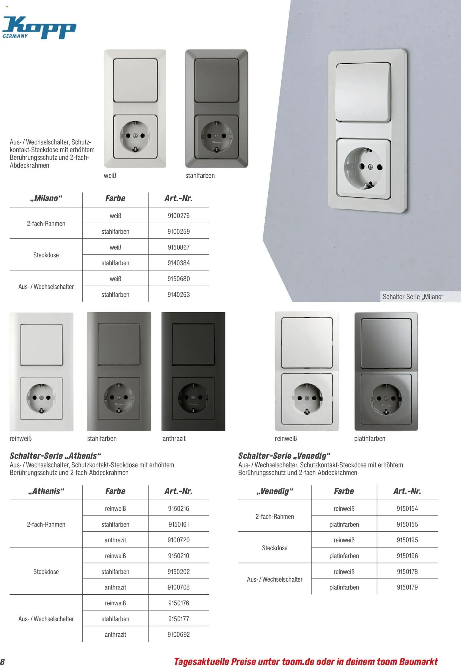 Toom Baumarkt Elektro-Installation 2026 – gültig ab 14.03.2026 | Seite: 6 | Produkte: Steckdose