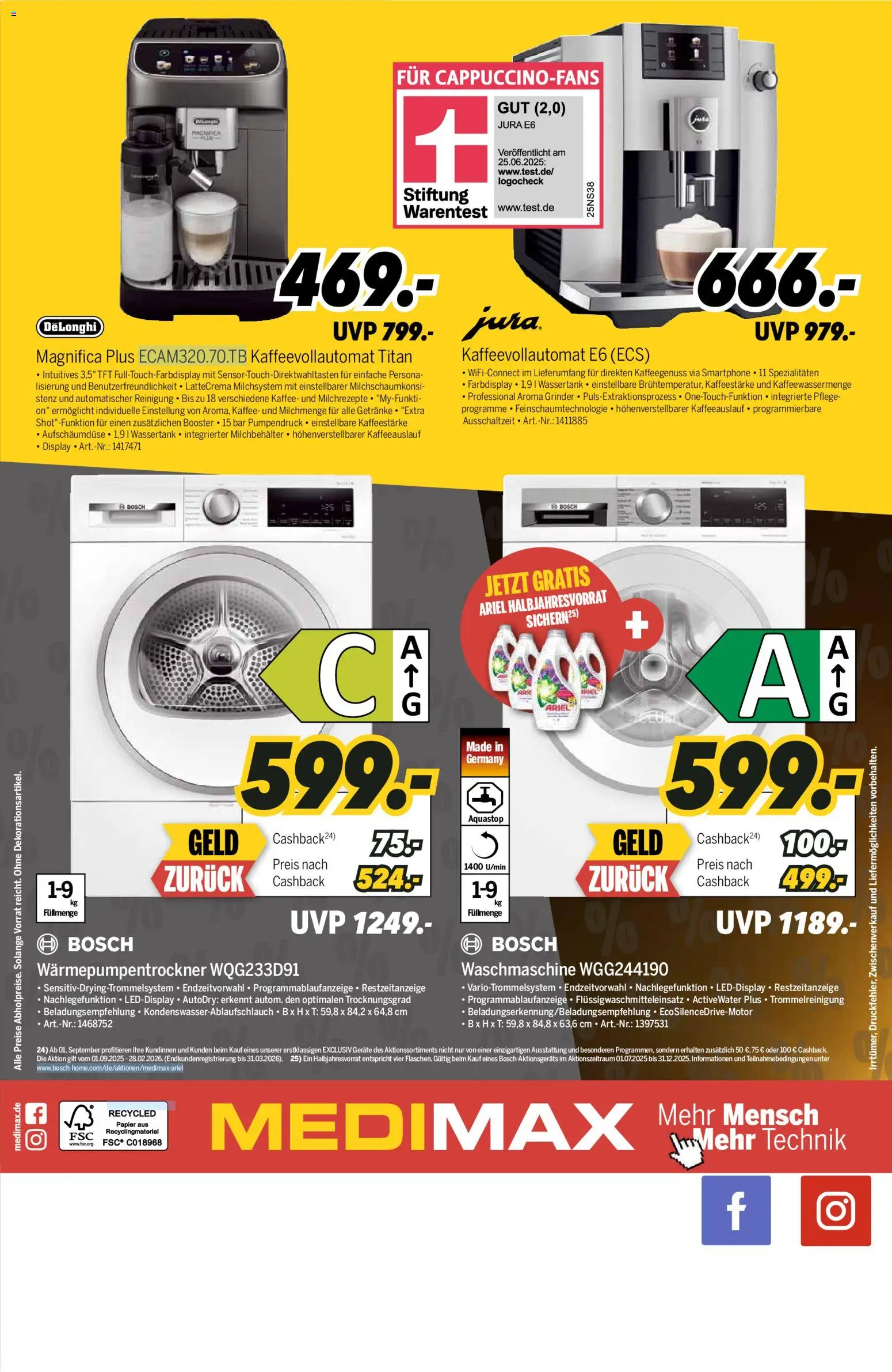 Medimax - Black Friday – gültig ab 22.11.2025 | Seite: 8 | Produkte: Jura, Ariel, Waschmaschine, Kaffeevollautomat