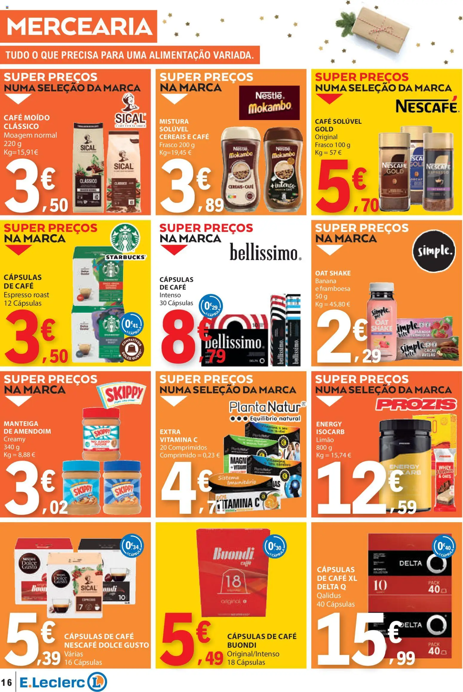 E.Leclerc folheto │ válido de 04.12.2025 | Página: 16 | Produtos: Banana, Café solúvel, Café, Vitamina c