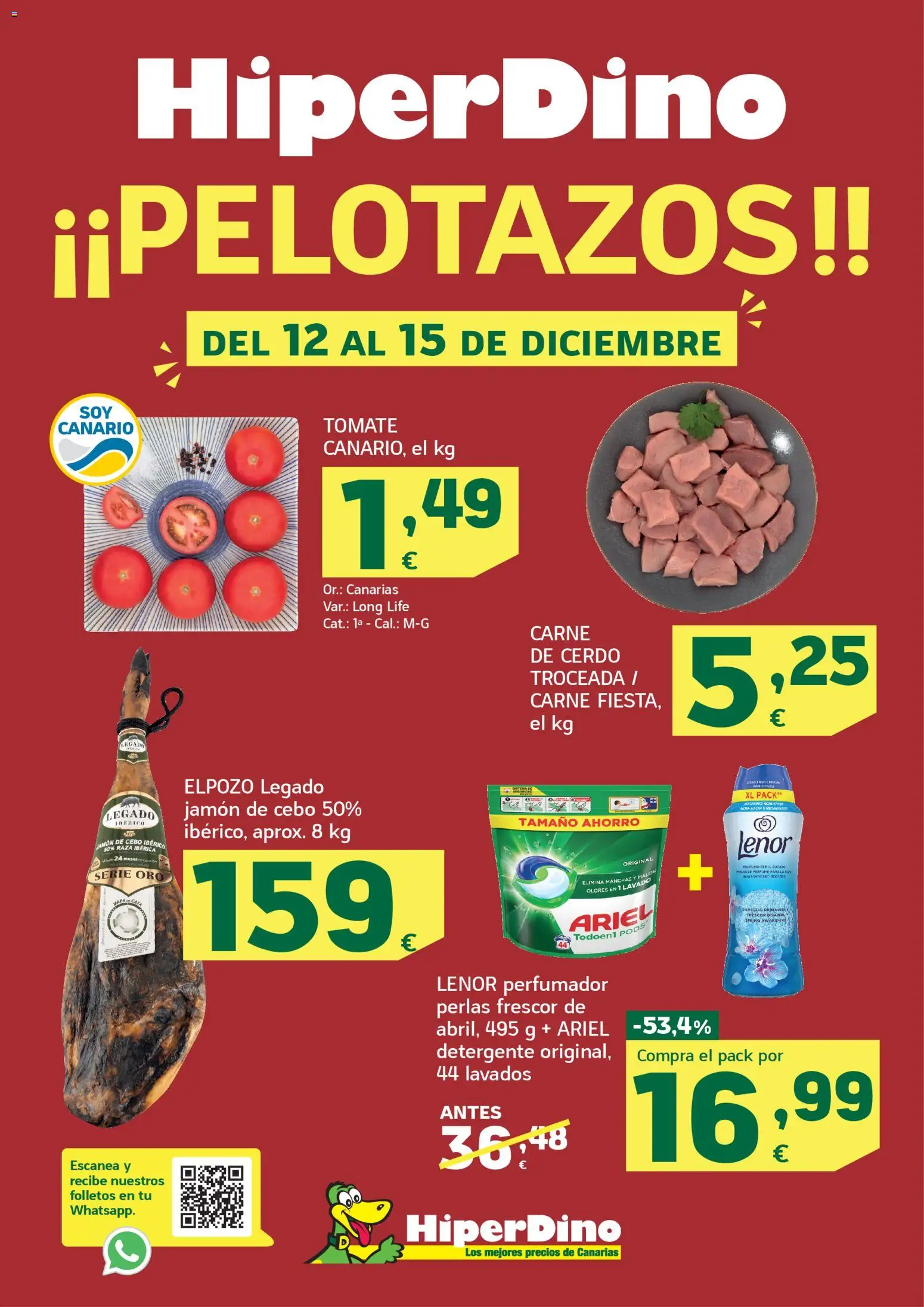 HiperDino folleto │ válido desde el 12.12.2025 | Página: 1 | Productos: Detergente, Jamón, Cerdo