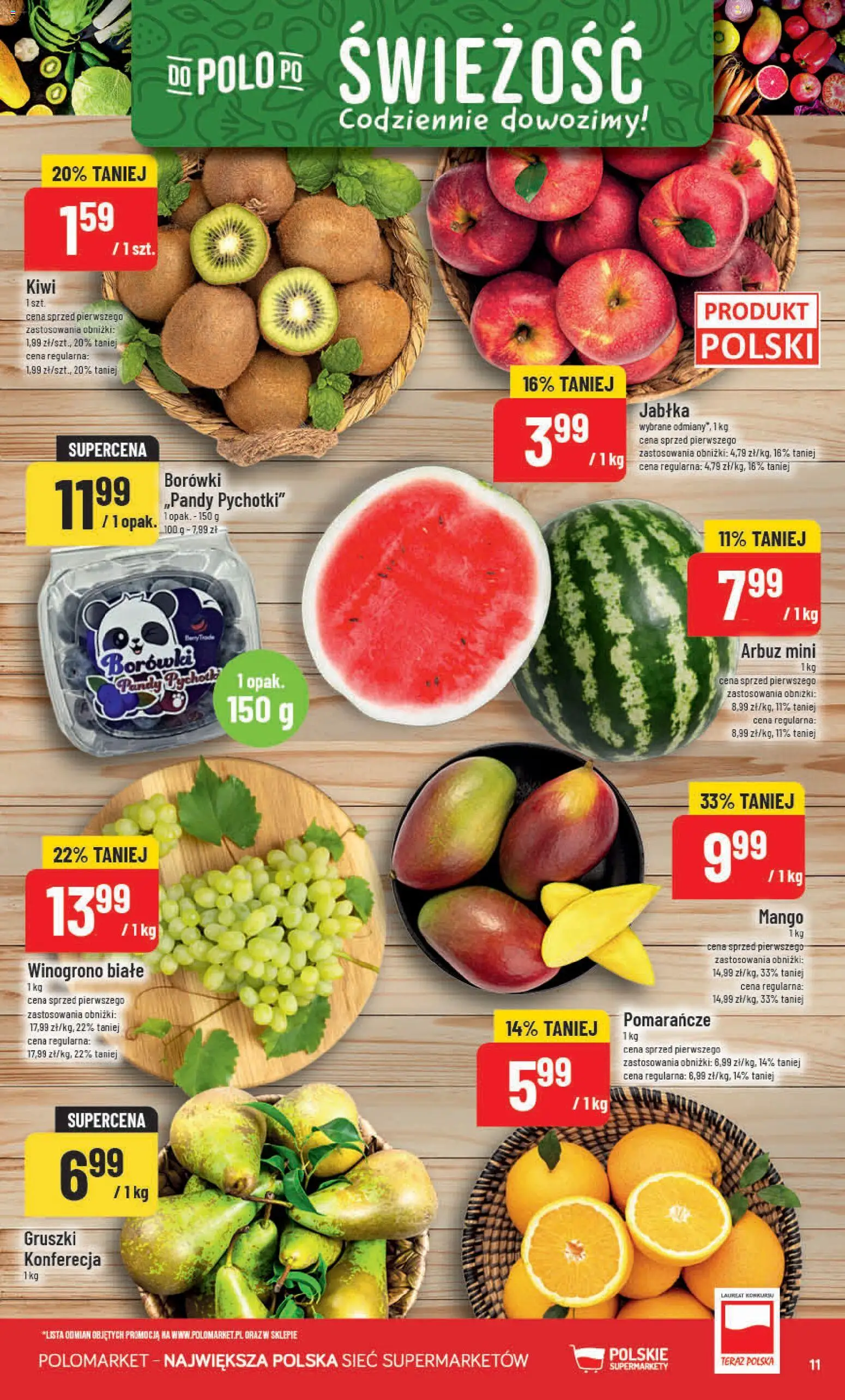 POLOmarket gazetka od 11.03.2026 | Strona: 11 | Produkty: Mango, Jabłka, Pomarańcze, Kiwi