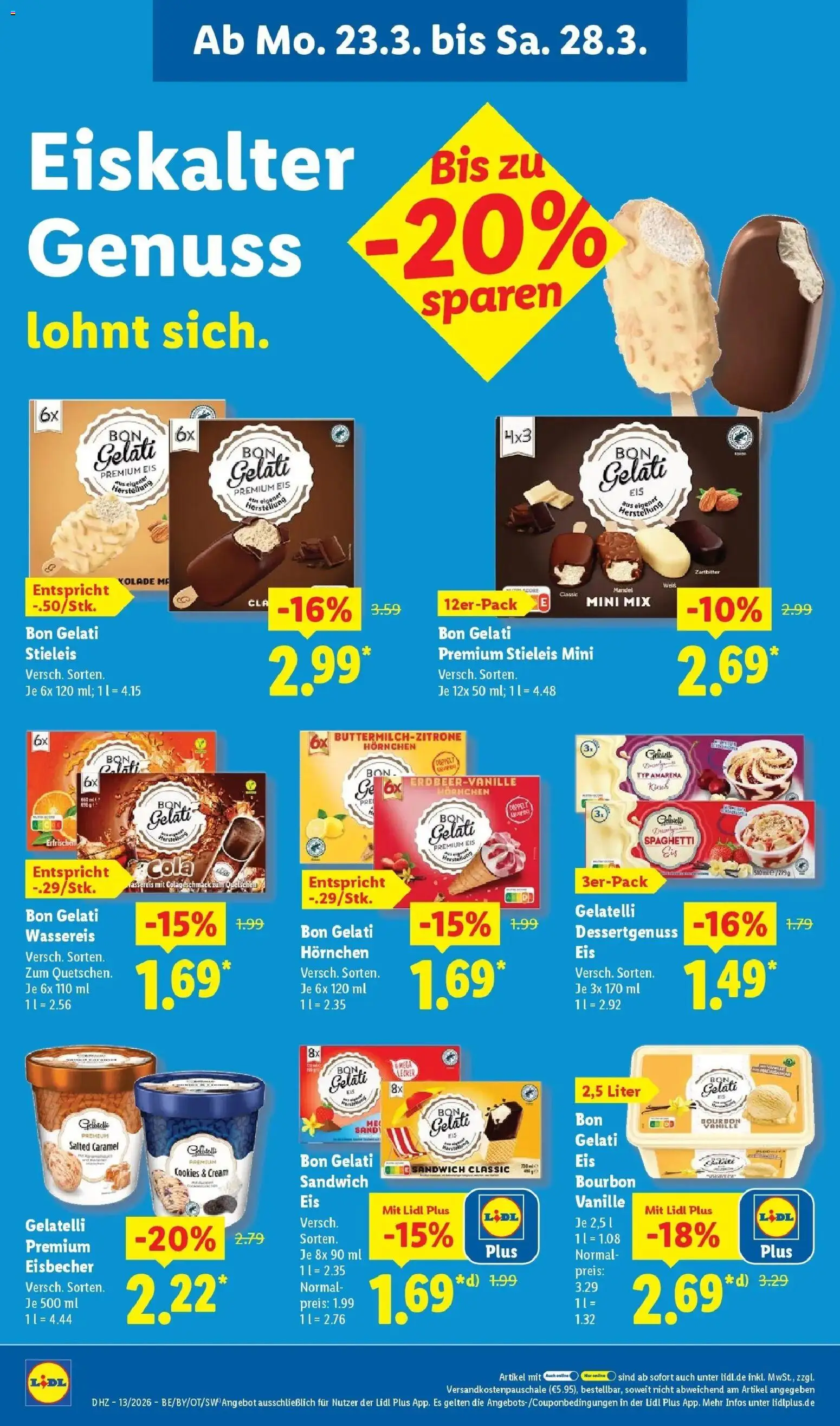 Lidl Prospekt Hof-innenstadt – gültig ab 23.03.2026 | Seite: 22 | Produkte: Cola, Bourbon, Eis