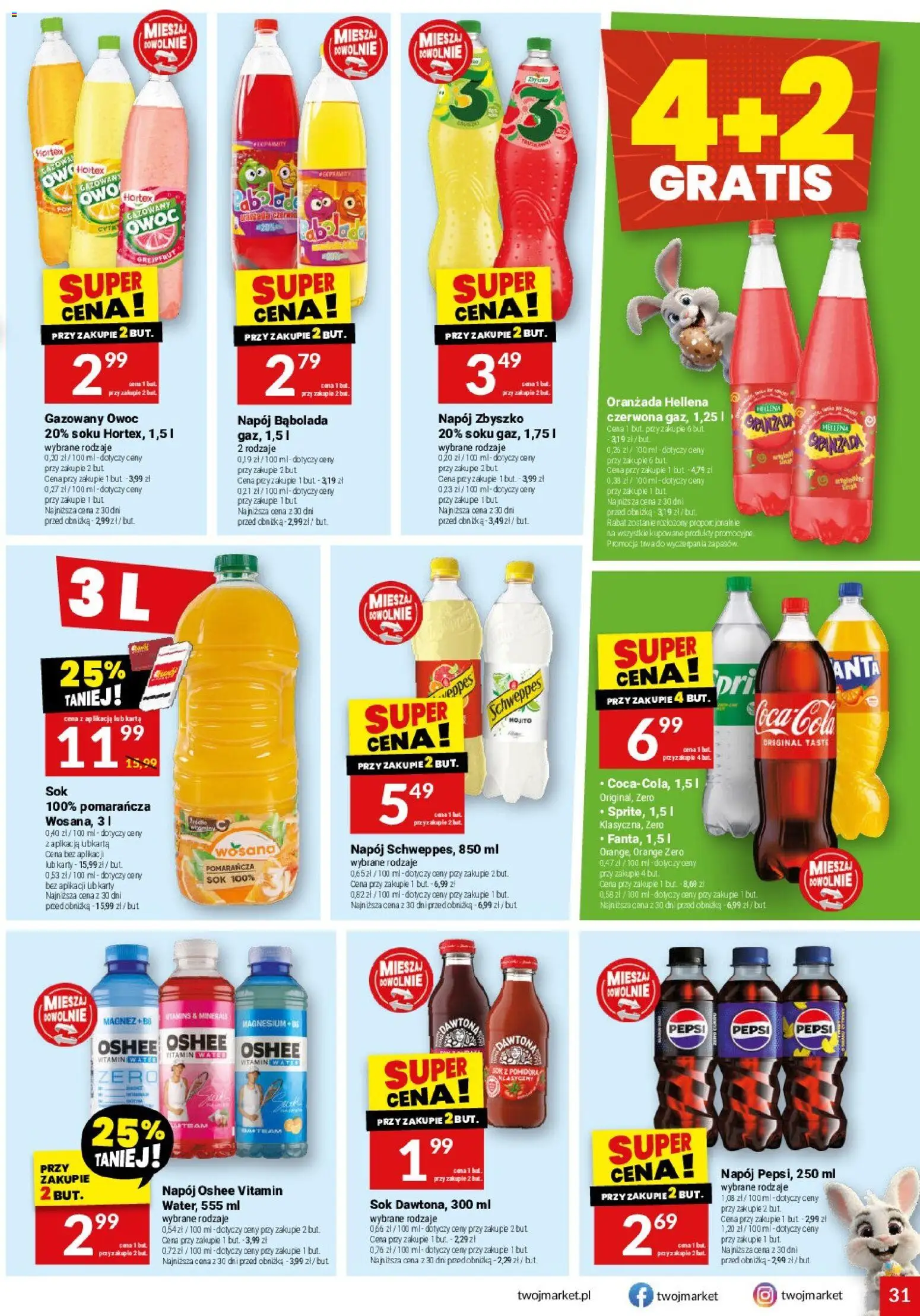 Twój Market gazetka od 11.03.2026 | Strona: 31 | Produkty: Karta, Pepsi, Oranżada hellena, Sok