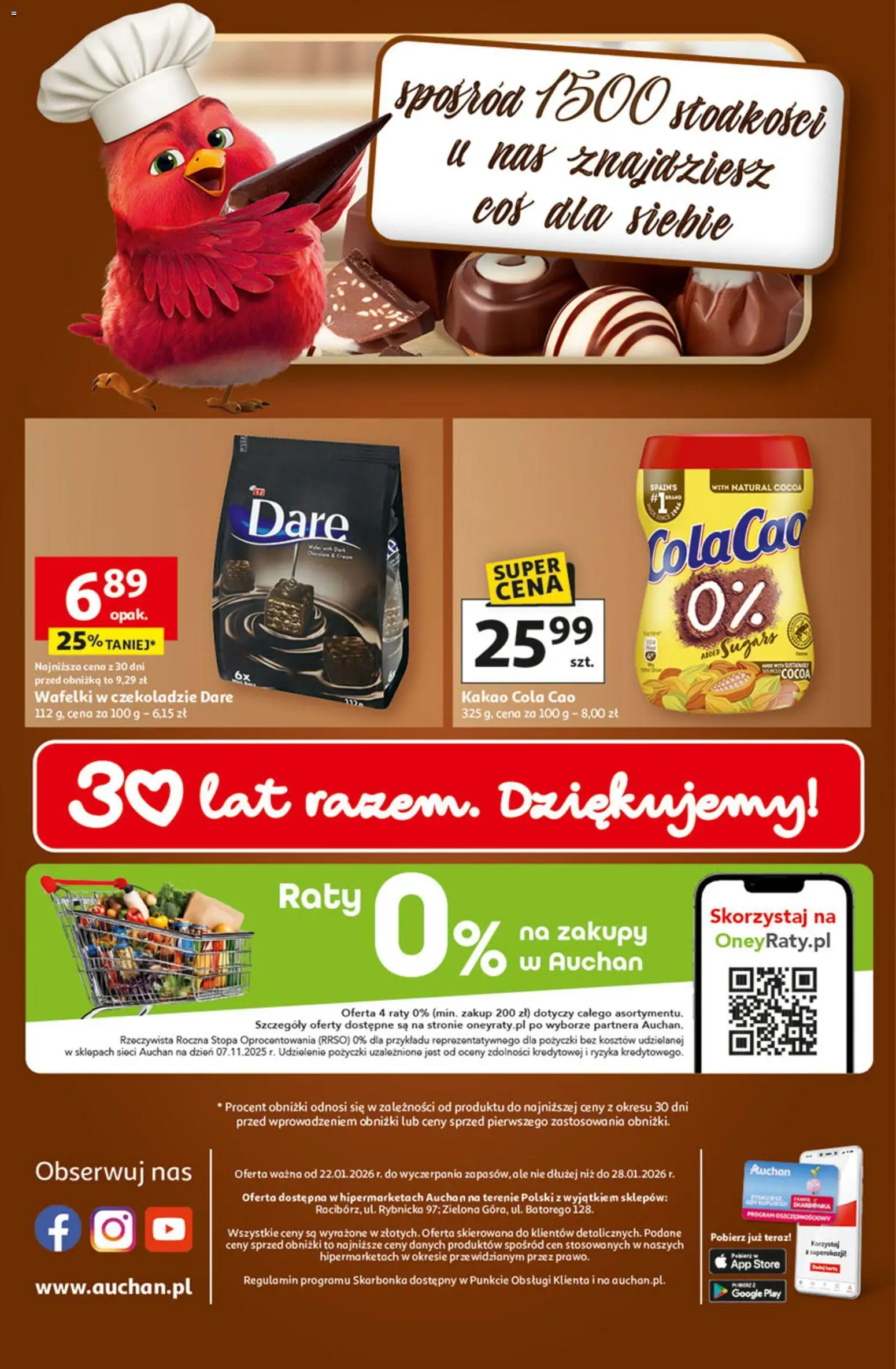 Auchan Gazetka - 30 Lat Hipermarket od 22.01.2026 | Strona: 45 | Produkty: Kakao, Wafelki