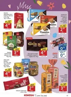 LINO LADA NAMAZ, duo, milk, 700g, 1kg=7,13EUR, gold, 650g, 1kg=7,68EUR - Pregled kataloga iz trgovine Konzum, vrijedi od 30.03.2026 | Stranica: 13 | Proizvodi: Lino Lada, Napolitanke, Cappuccino, Namaz