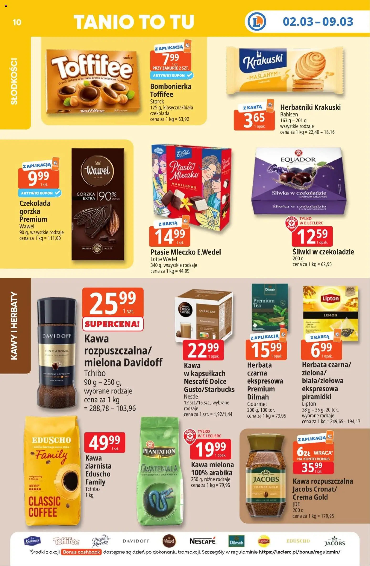 E.Leclerc gazetka - Tychy od 02.03.2026 | Strona: 10 | Produkty: Karta, Nescafe, Czekolada gorzka, Tchibo
