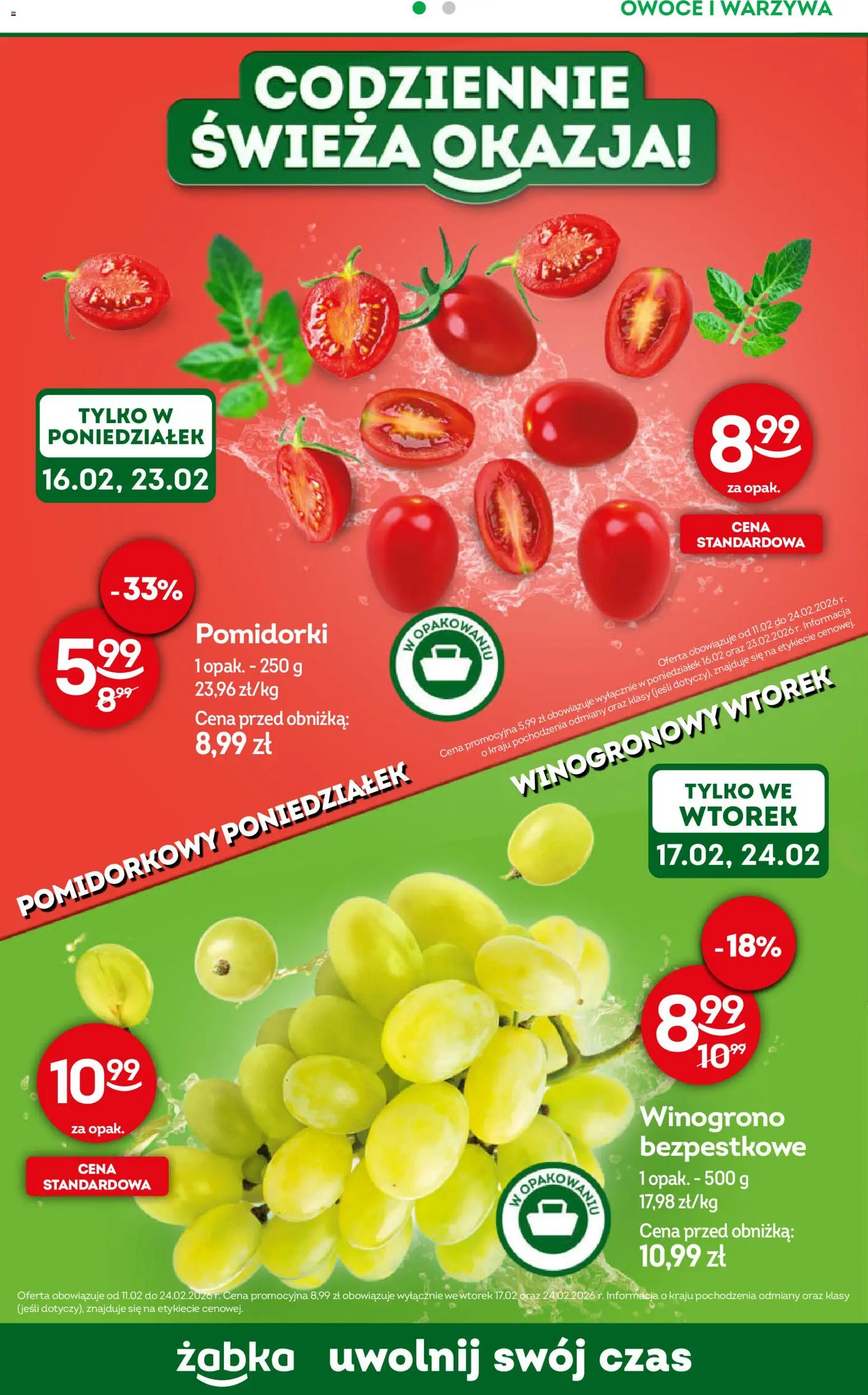 Żabka Gazetka - Codzienne produkty od 11.02.2026 | Strona: 8 | Produkty: Winogrono, Warzywa, Owoce
