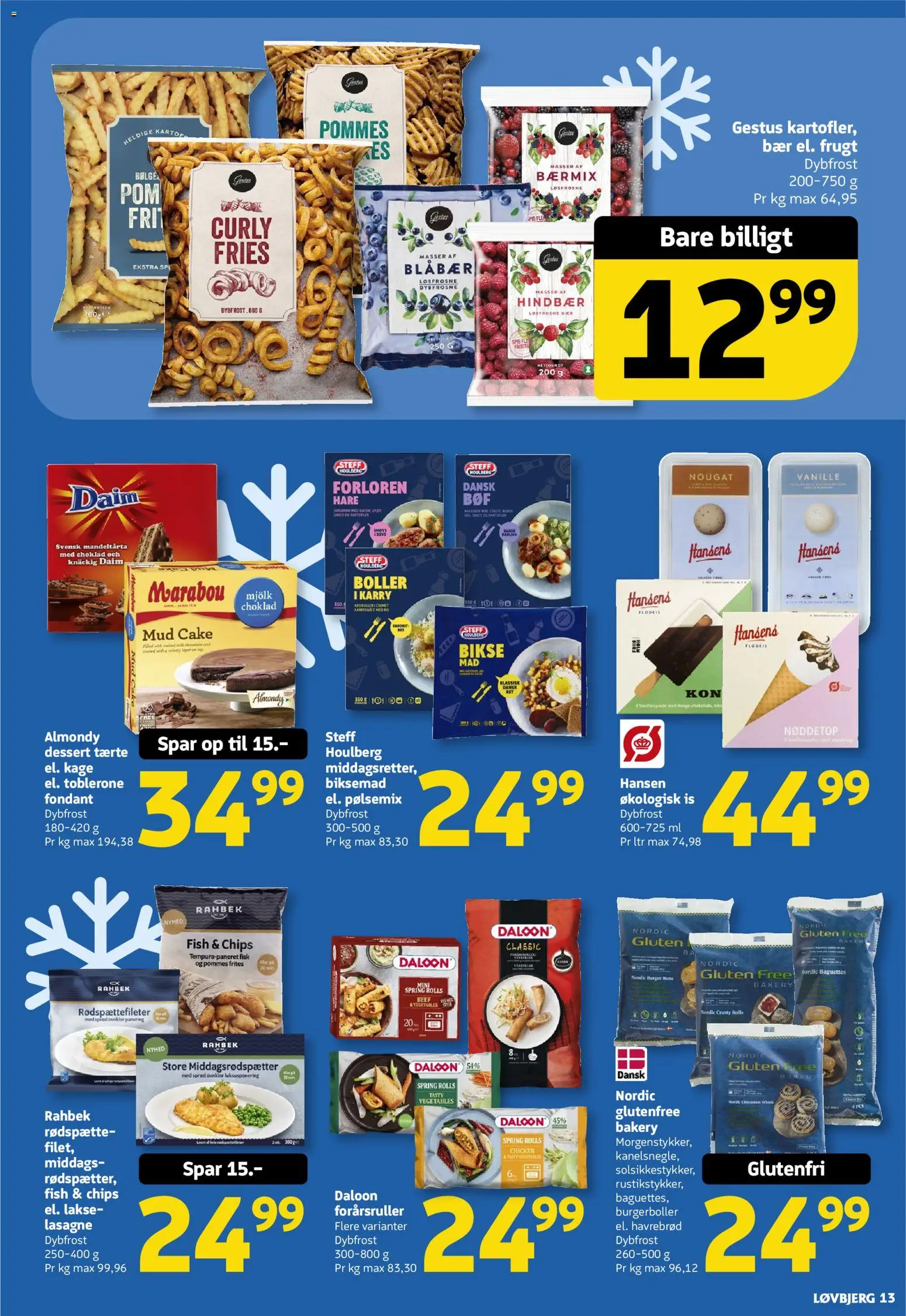 Løvbjerg tilbudsavis – gyldig fra 13.02.2026 | Side: 13 | Produkter: Blåbær, Fisk, Flødeis, Carpete