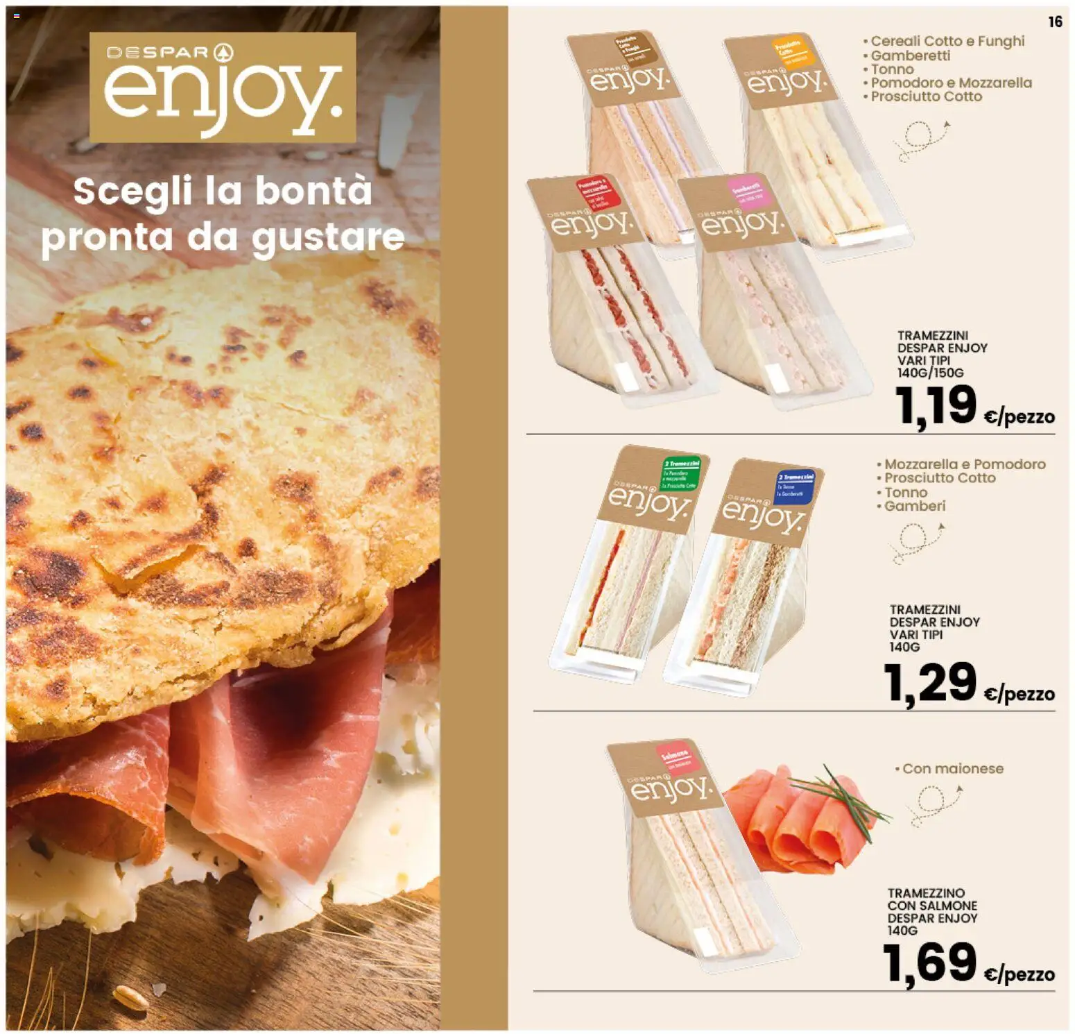 Volantino Interspar del 09.04.2026 | Pagina: 16 | Prodotti: Prosciutto Cotto, Mozzarella, Pomodoro, Tramezzino