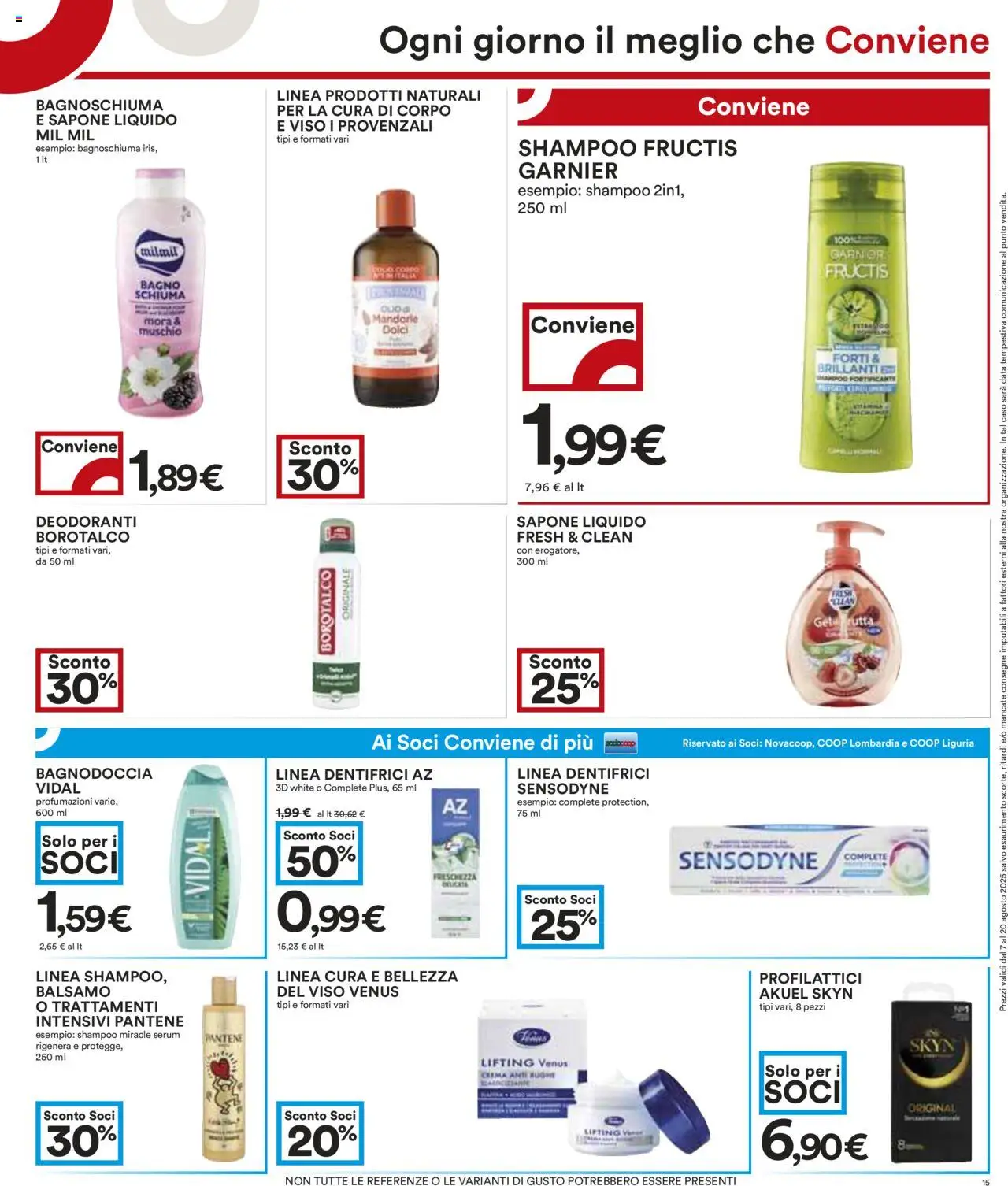 Volantino COOP del 07.08.2025 | Pagina: 15 | Prodotti: Crema, Sapone, Bagnoschiuma, Mandorle