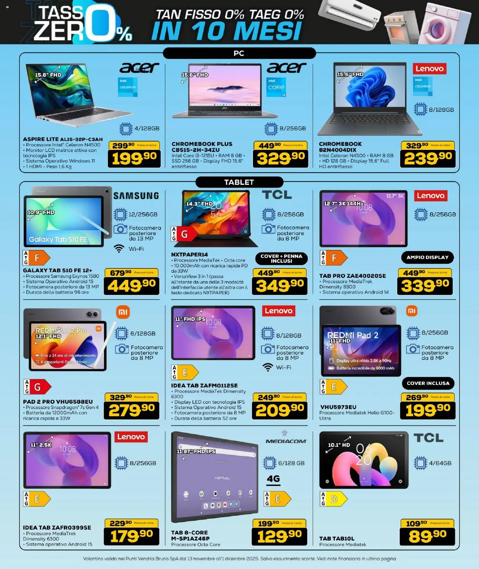 Volantino BRUNO del 13.11.2025 | Pagina: 12 | Prodotti: Monitor, Tablet, Fotocamera, Samsung