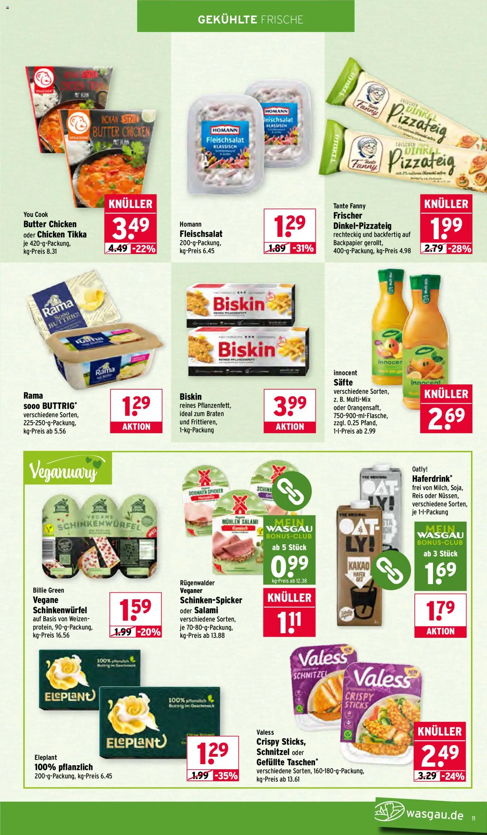 Wasgau Prospekt 	 – gültig ab 12.01.2026 | Seite: 11 | Produkte: Rama, Schnitzel, Pizza, Reis