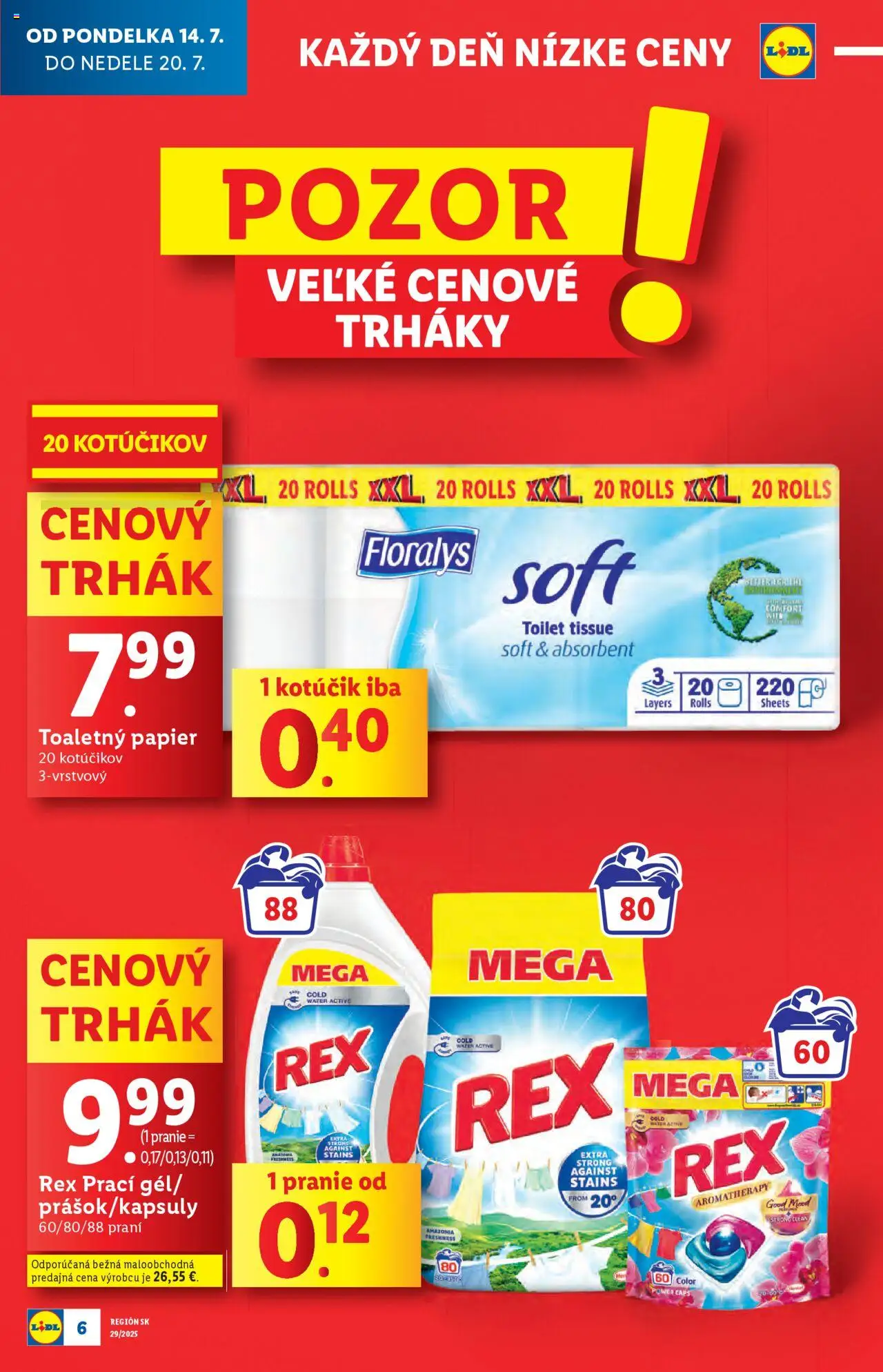 Lidl leták │ platný od 14.07.2025 | Strana: 6 | Produkty: Toaletný papier
