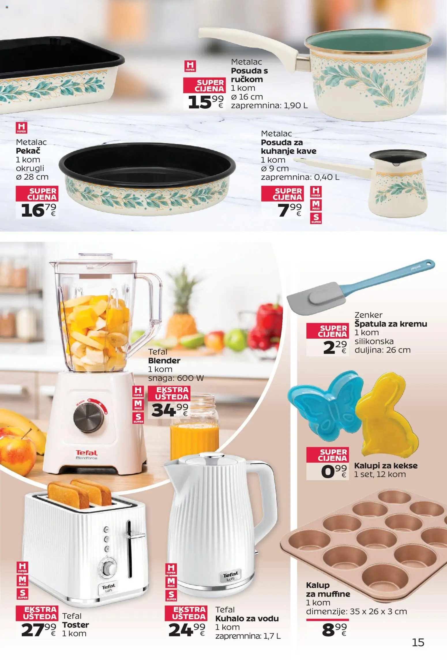 Tommy katalog | vrijedi od 23.03.2026 | Stranica: 15 | Proizvodi: Kuhalo za vodu, Toster, Kalupi, Blender