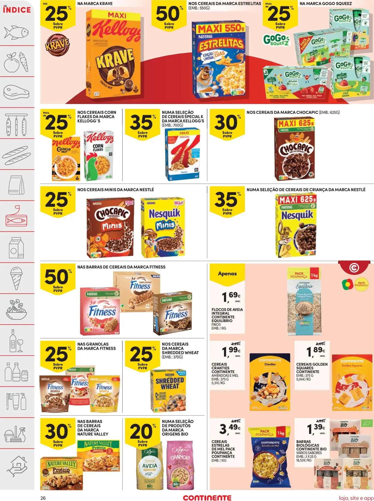 Continente folheto │ válido de 25.11.2025 | Página: 26 | Produtos: Aveia, Amêndoas, Barras de cereais, Mel