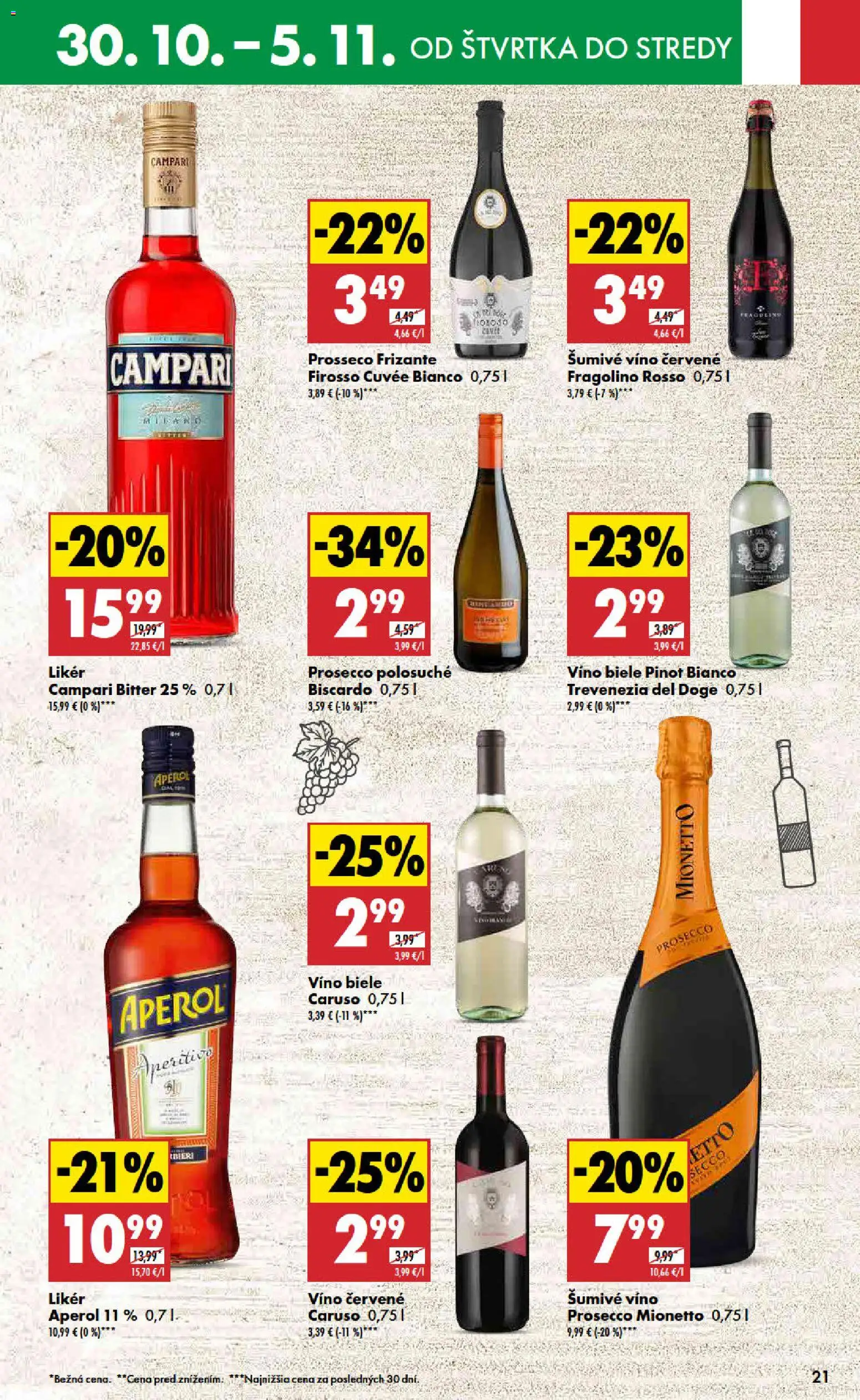 Nové Biedronka akcie – leták je platný od 30.10.2025 | Strana: 21 | Produkty: Víno, Prosecco, Aperol, Šumivé víno