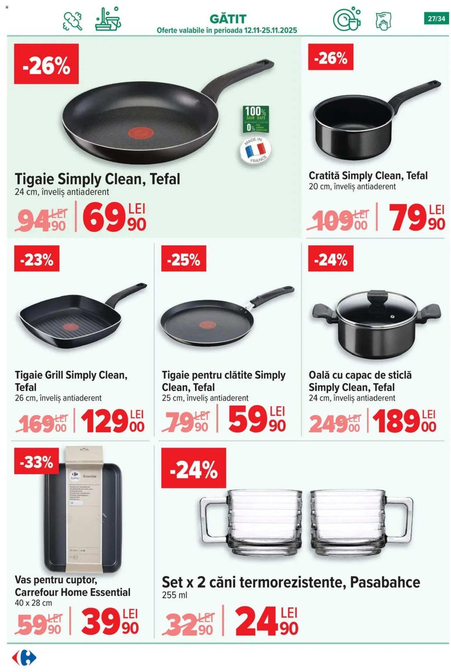 Noul catalog Carrefour – valabil de la 12.11.2025 | Pagină: 27 | Produse: Tigaie, Cratiță, Oală, Clătite