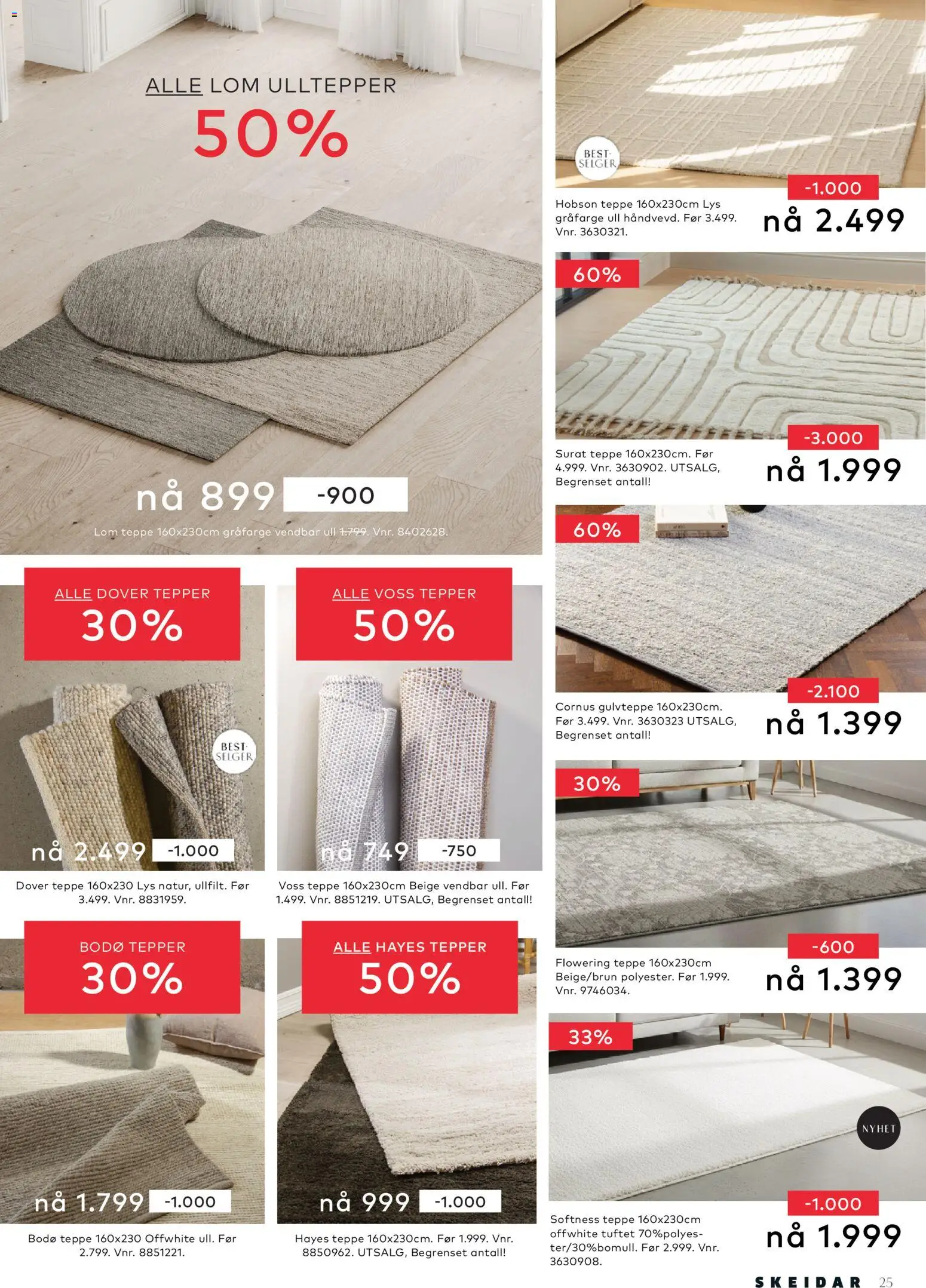 {H1} | Side: 25 | Produkter: Lys, Teppe