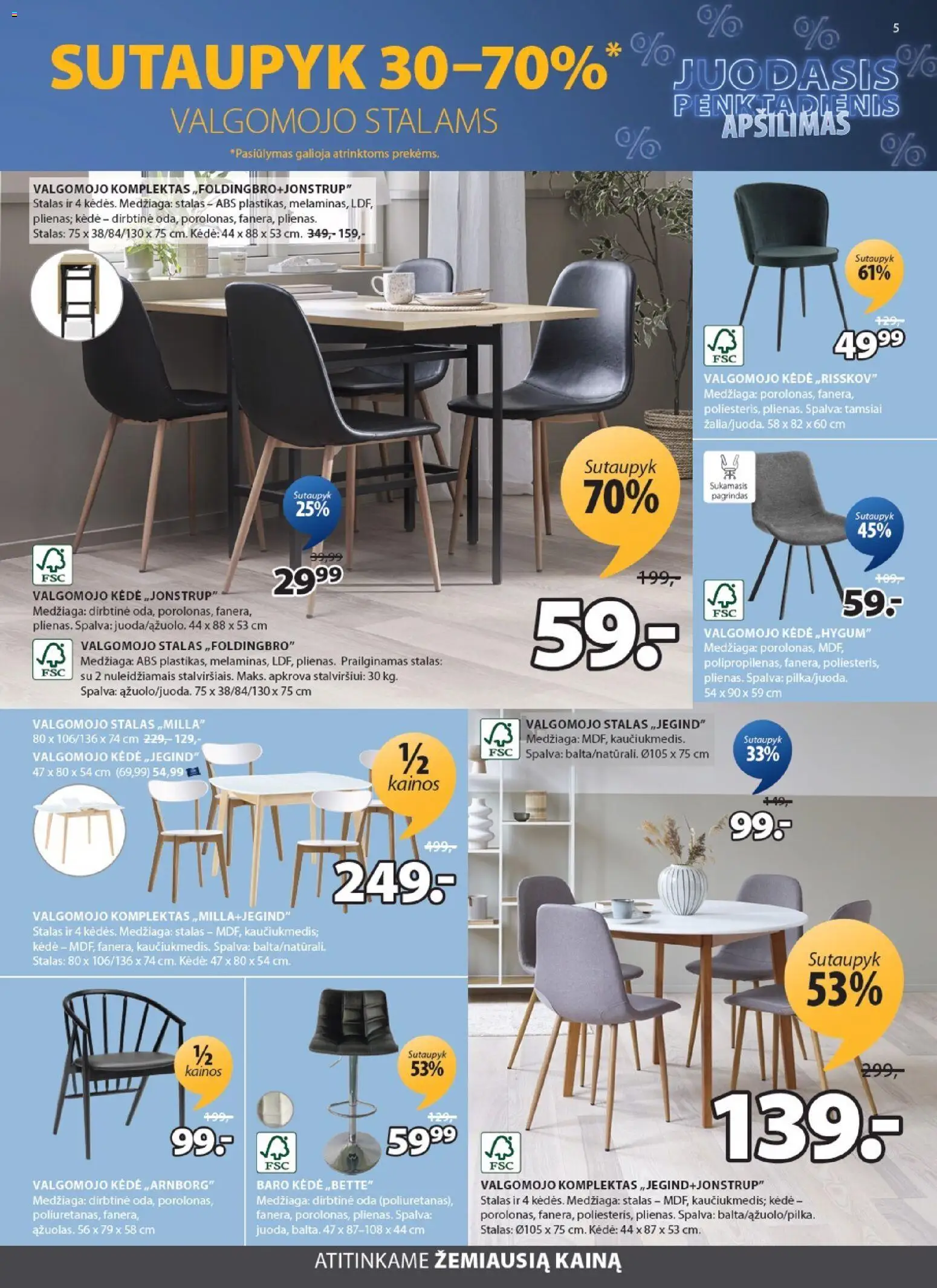 JYSK akcijos nuo 04.11.2025 | Puslapis: 5 | Prekių: Stalas, Kėdė