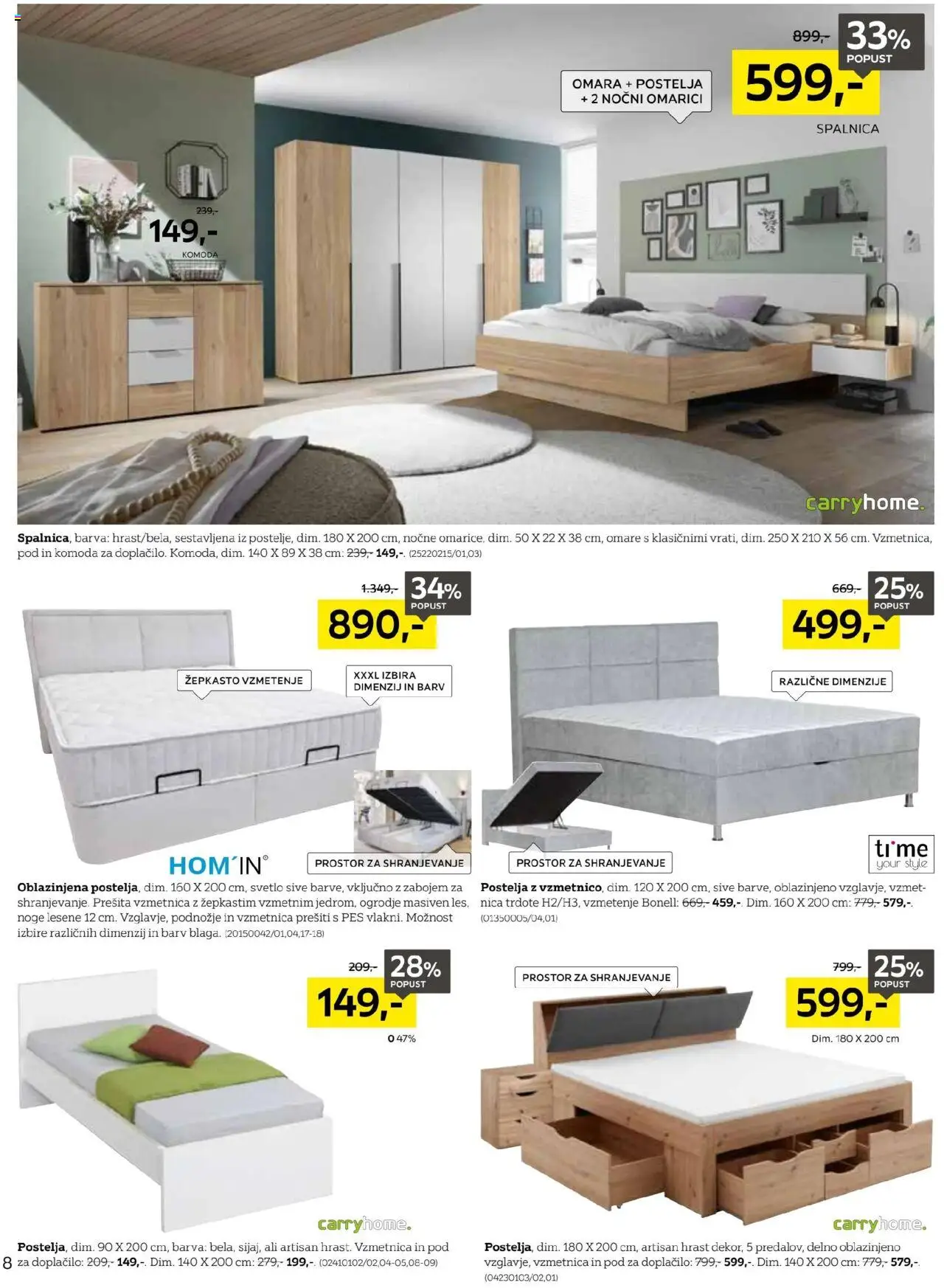 Novi XXXL Lesnina katalog ponudbe – veljaven od 15.09.2025 | Stran: 8 | Izdelki: Postelja, Vzmetnica, Omara, Komoda