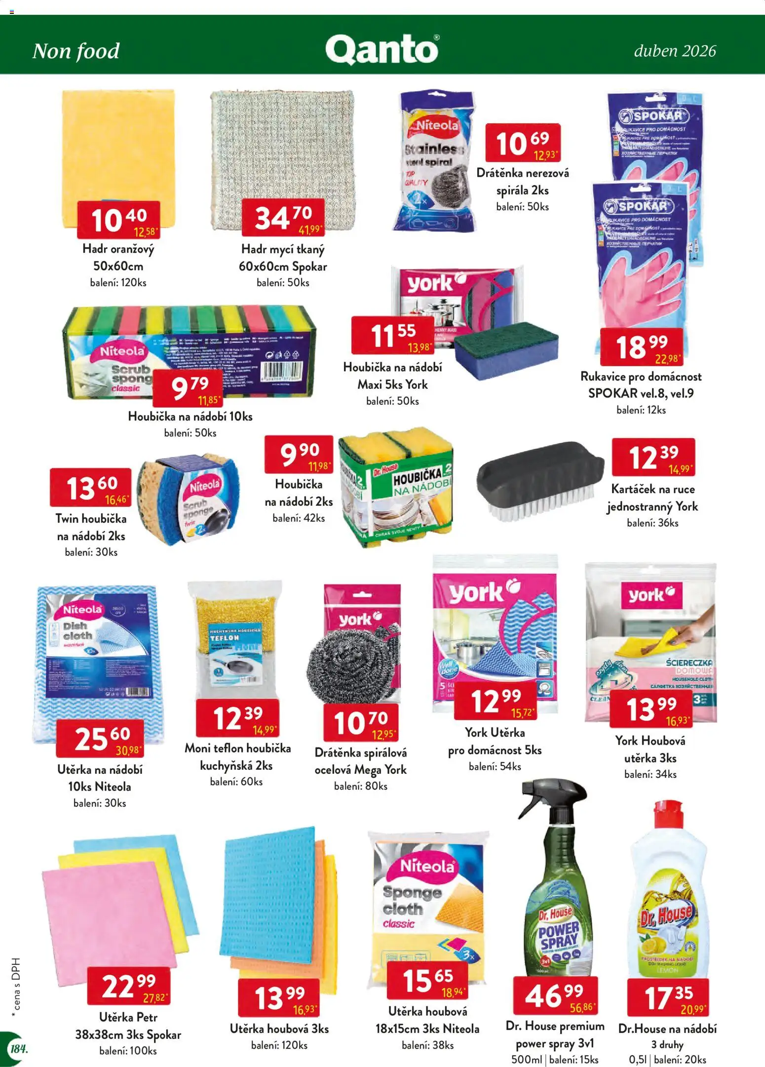Astur & Qanto leták - Velkoobchod 04/2026 od 01.04.2026 | Strana: 184 | Produkty: Houbička, Rukavice, Nehty, Utěrka