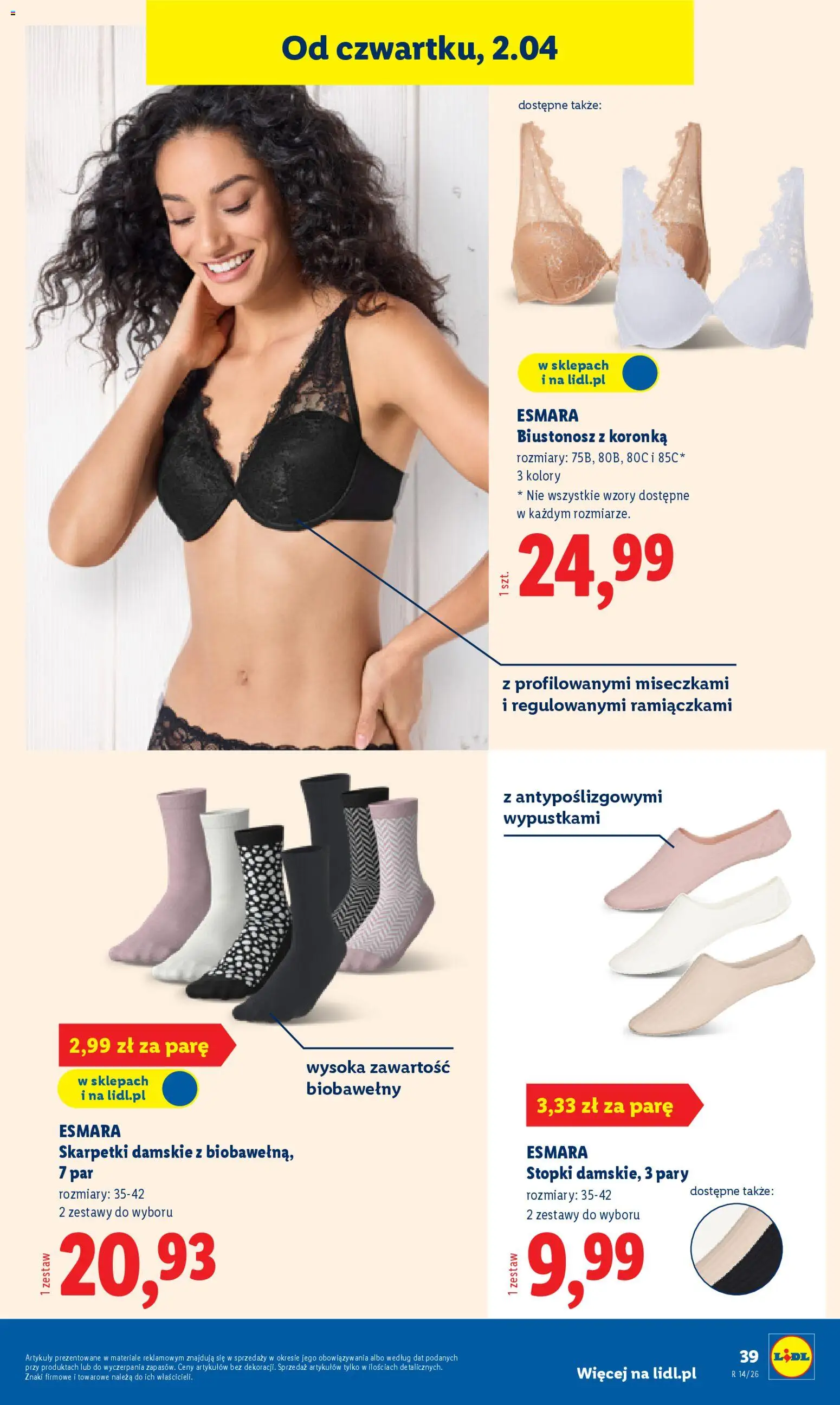 Lidl Katalog od 30.03.2026 | Strona: 43 | Produkty: Biustonosz, Skarpetki