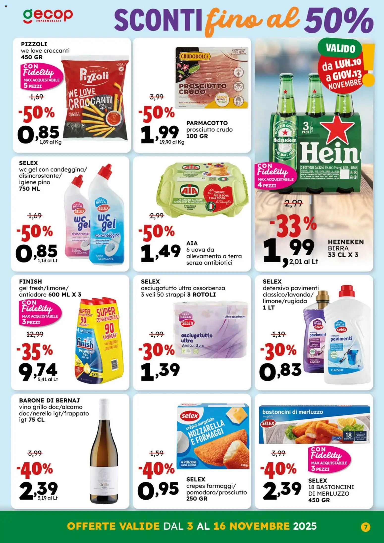 Volantino GECOP del 03.11.2025 | Pagina: 7 | Prodotti: Birra, Mozzarella, Prosciutto, WC