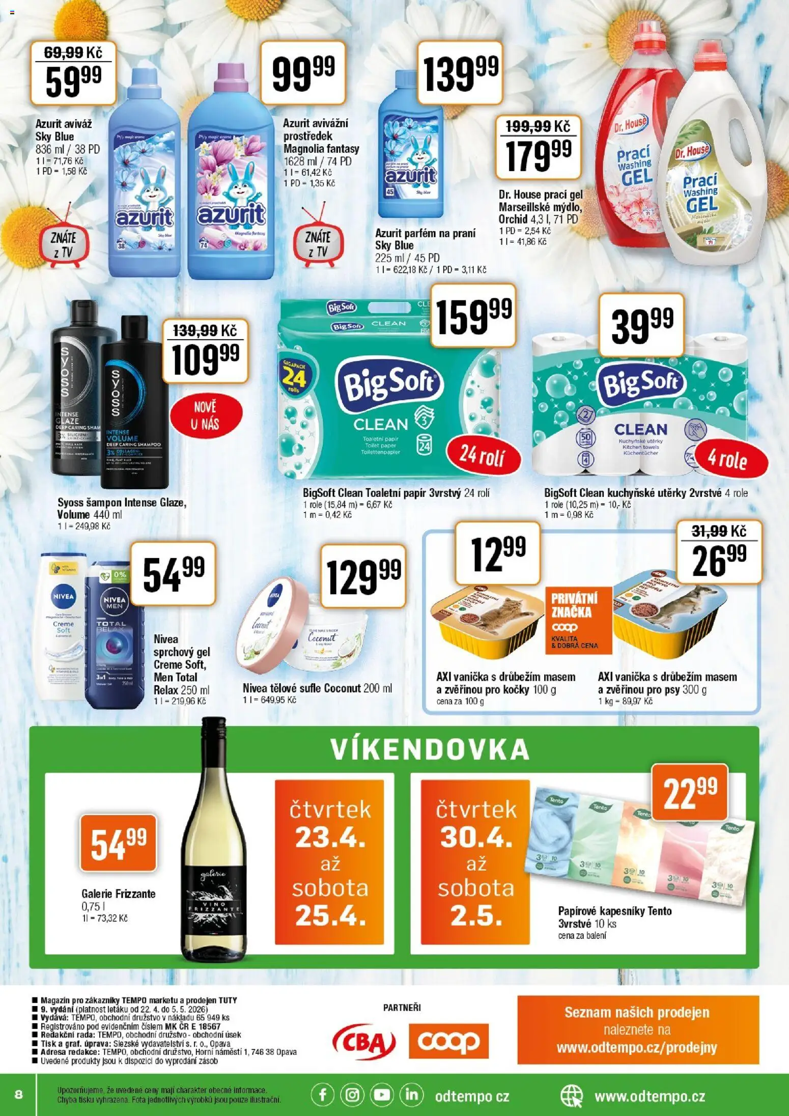 Tempo leták od 22.04.2026 | Strana: 8 | Produkty: Aviváž, Nivea, Utěrky, Toaletní papír 3vrstvý