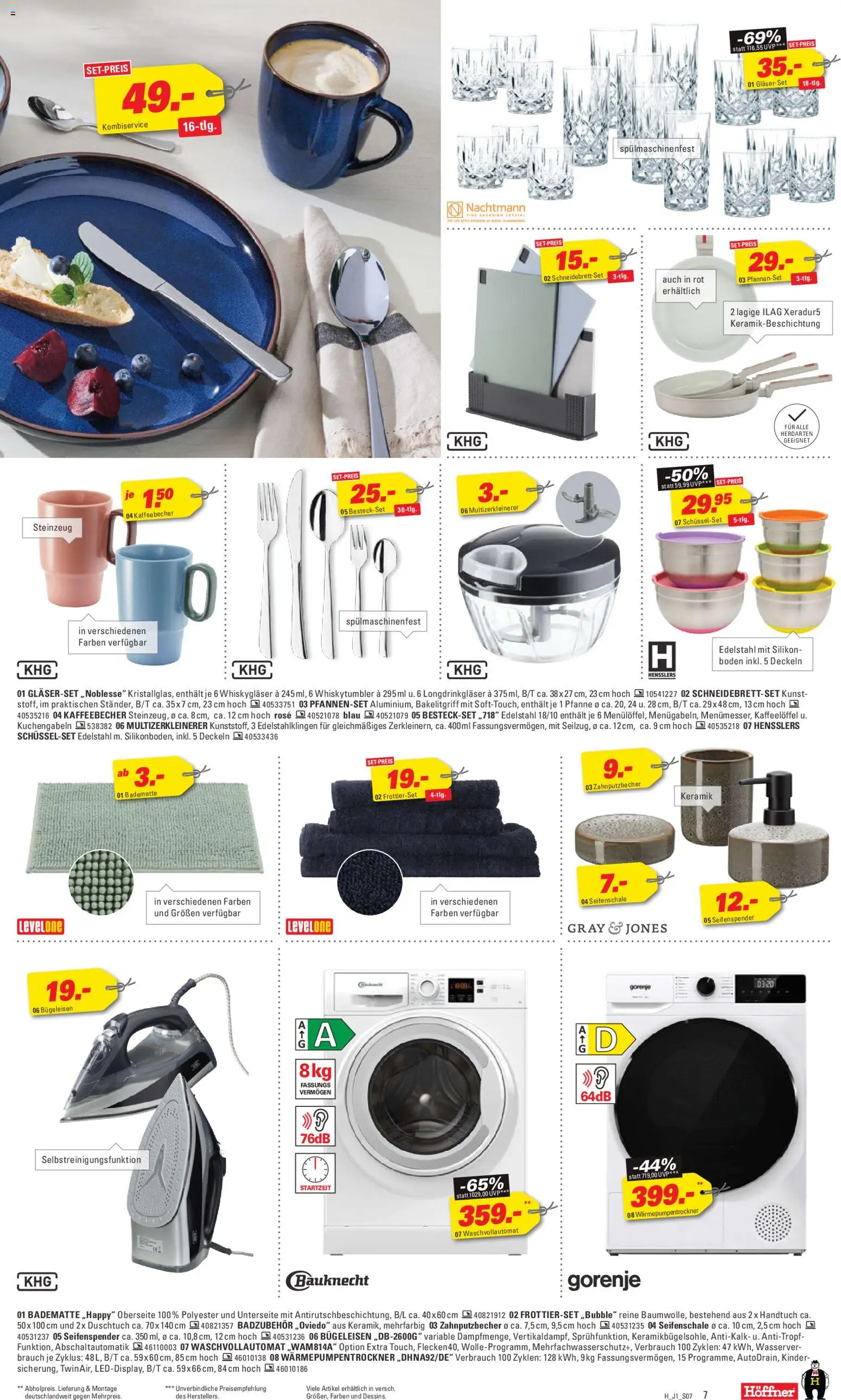 Höffner Prospekt 	 – gültig ab 25.03.2026 | Seite: 7 | Produkte: Gorenje, Bügeleisen, Seifenspender