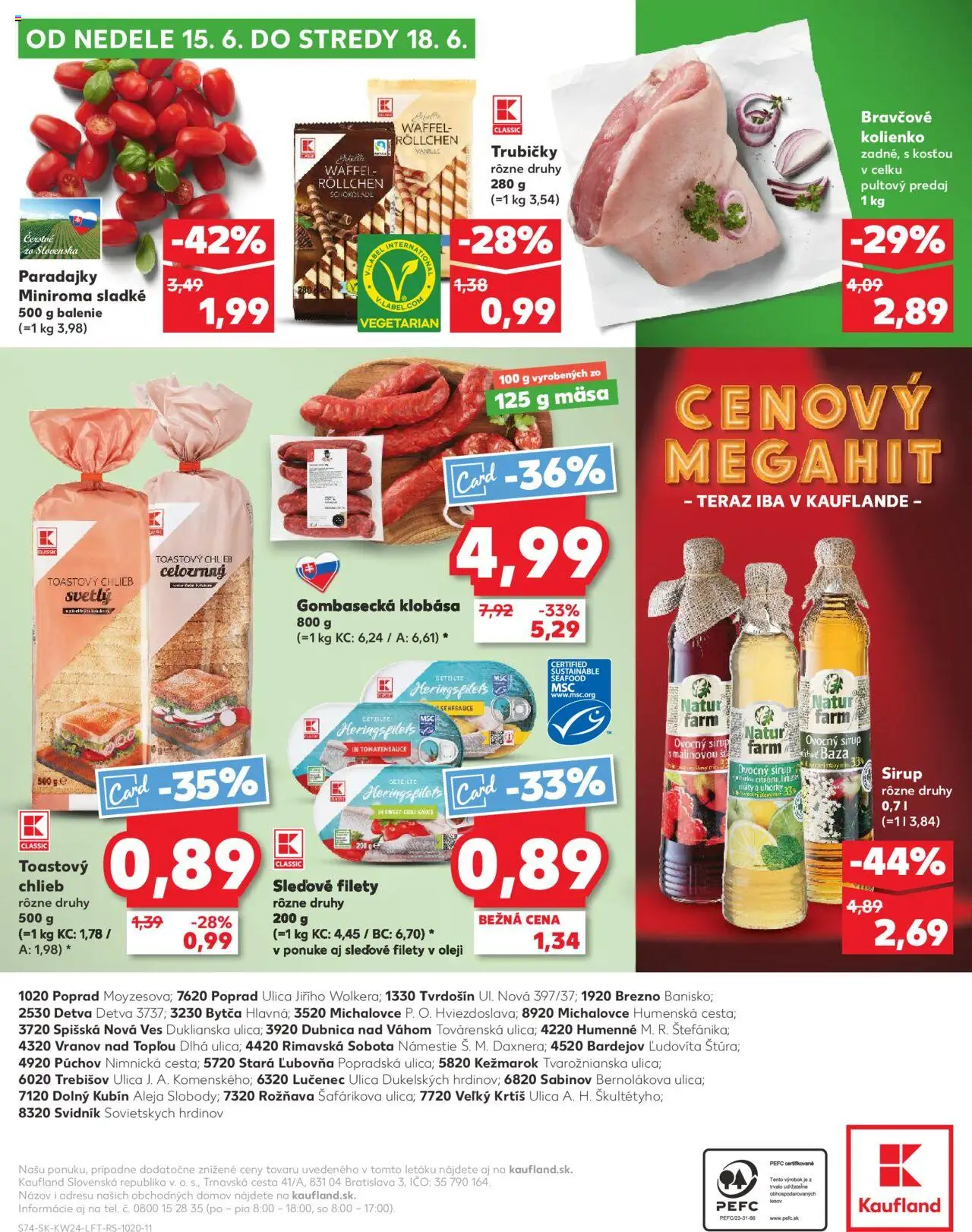 Kaufland Sabinov │ platný od 12.06.2025 | Strana: 74 | Produkty: Chlieb, Paradajky, Klobása, Uhorky