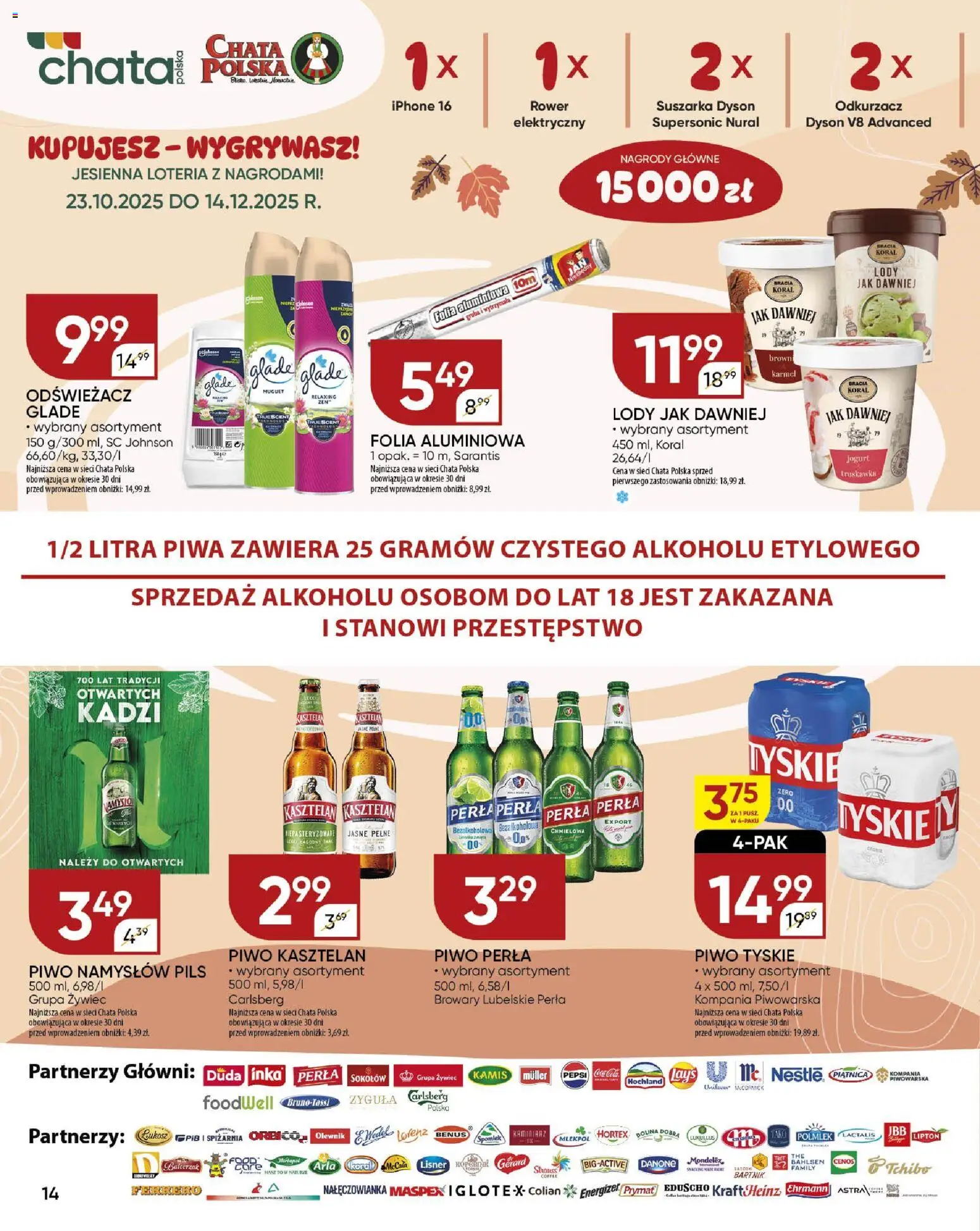 Chata Polska Gazetka od 20.11.2025 | Strona: 14 | Produkty: Suszarka, Tchibo, Tyskie, Lody