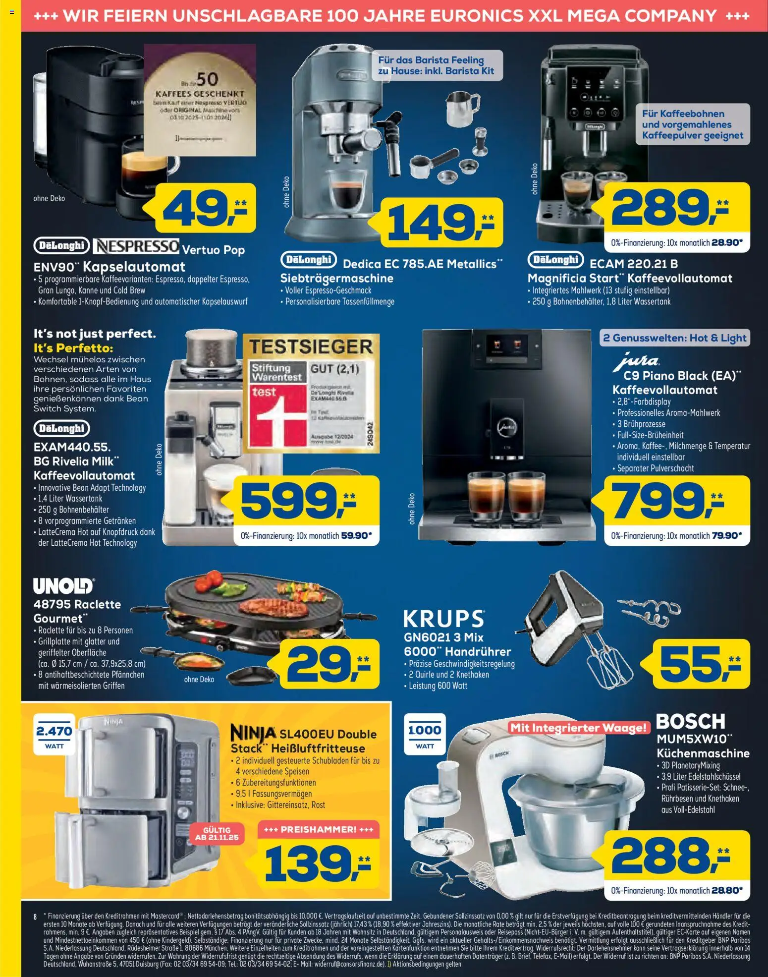 Euronics - Black Friday – gültig ab 19.11.2025 | Seite: 8 | Produkte: Bosch, De Longhi, Raclette, Heißluftfritteuse