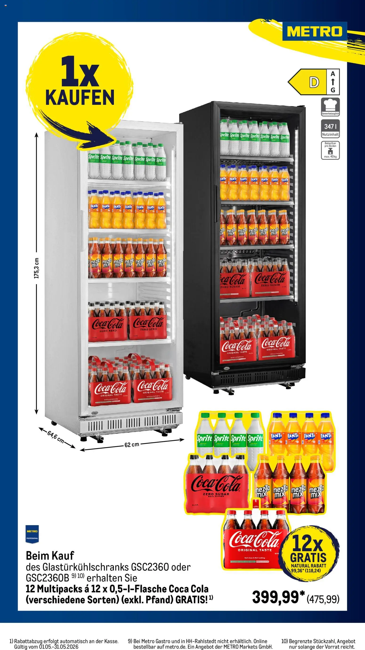Metro Monats-Menü – gültig ab 01.05.2026 | Seite: 36 | Produkte: Fanta, Sprite, Cola, Coca cola zero