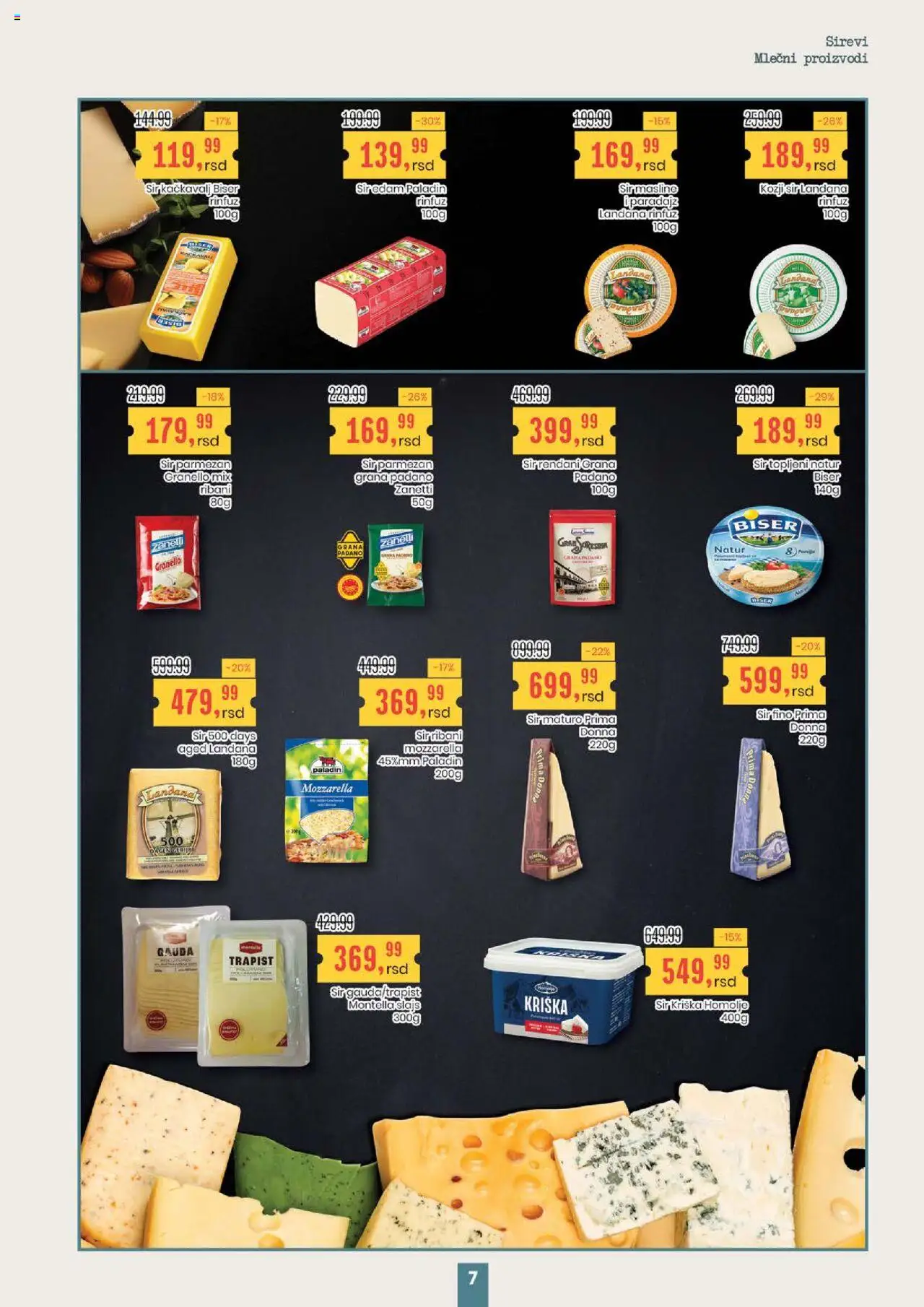 Aroma Market katalog - važi od 21.08.2025 | Strana: 7 | Proizvode: Kozji sir, Masline, Sir, Parmezan
