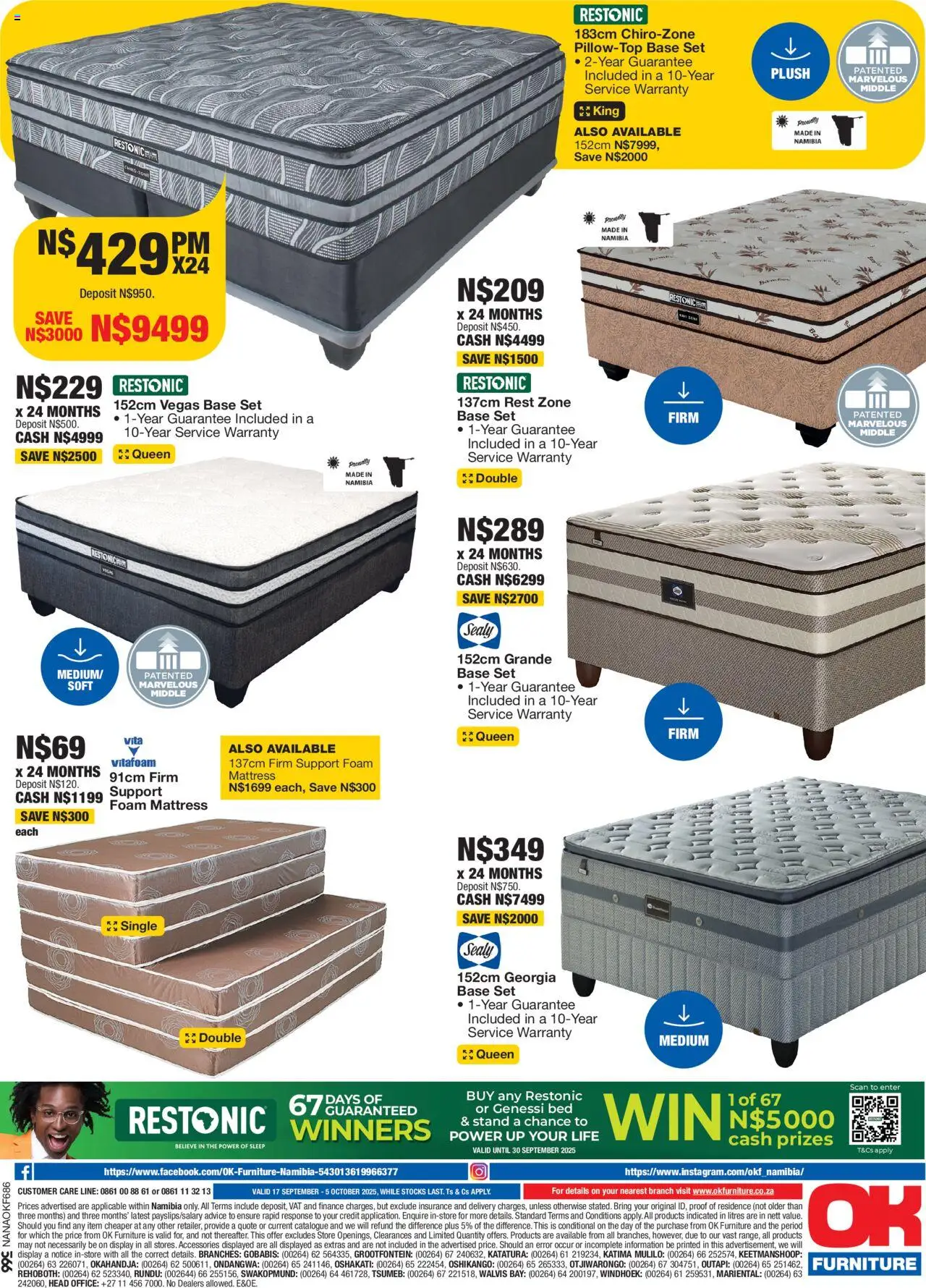 New OK Furniture catalogue – valid from 17.09.2025 | Page: 12 | Products: Bed, Mattress, Foam