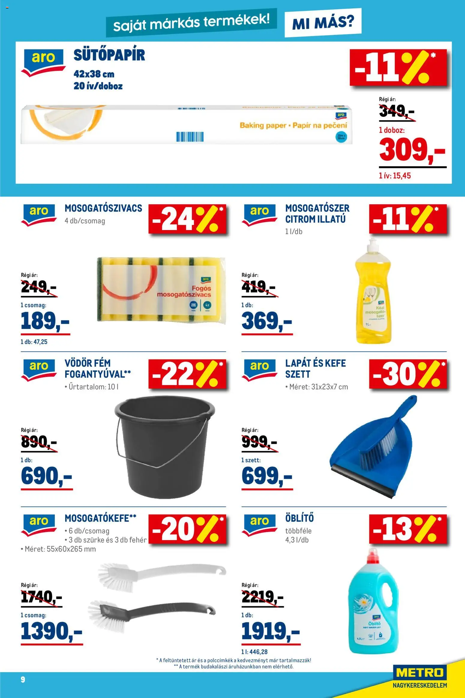 Metro akciós ujság - amely érvényes a következő dátumtól: 01.02.2026 | Oldal: 9 | Termékek: Öblítő, Doboz, Kefe, Mosogatószer