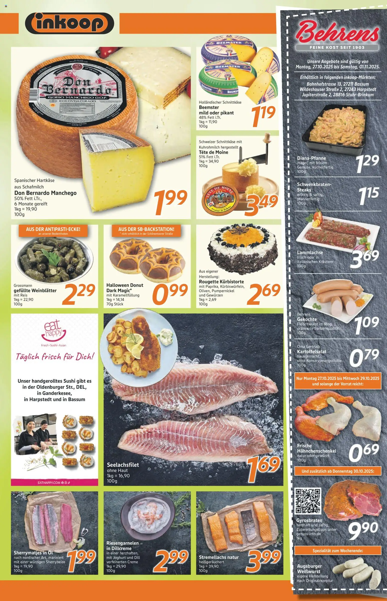 Inkoop Prospekt – gültig ab 27.10.2025 | Seite: 4 | Produkte: Öl, Weißwurst, Creme, Reis