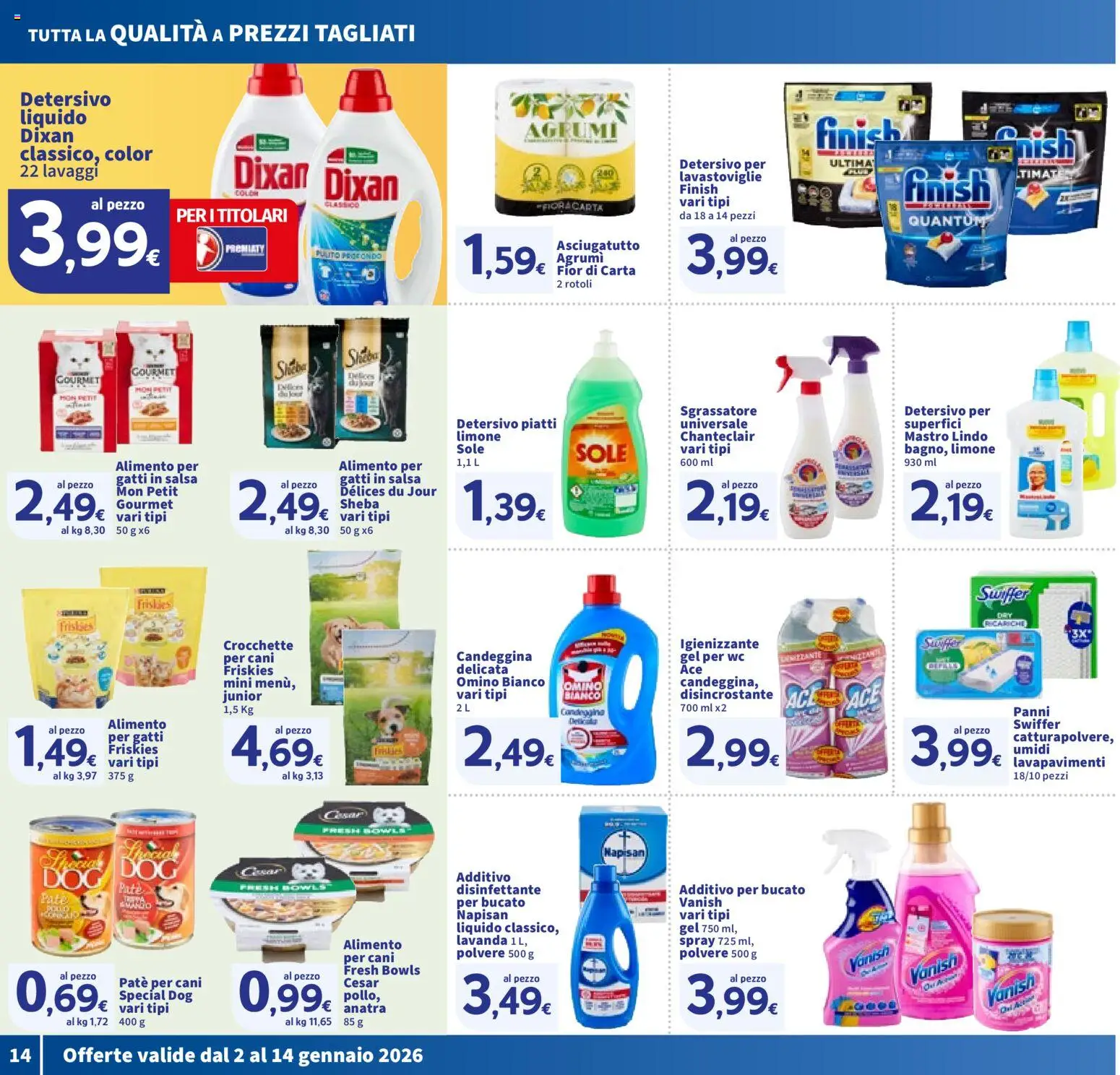 Volantino SIGMA del 02.01.2026 | Pagina: 14 | Prodotti: Sgrassatore, Crocchette, Lavanda, WC