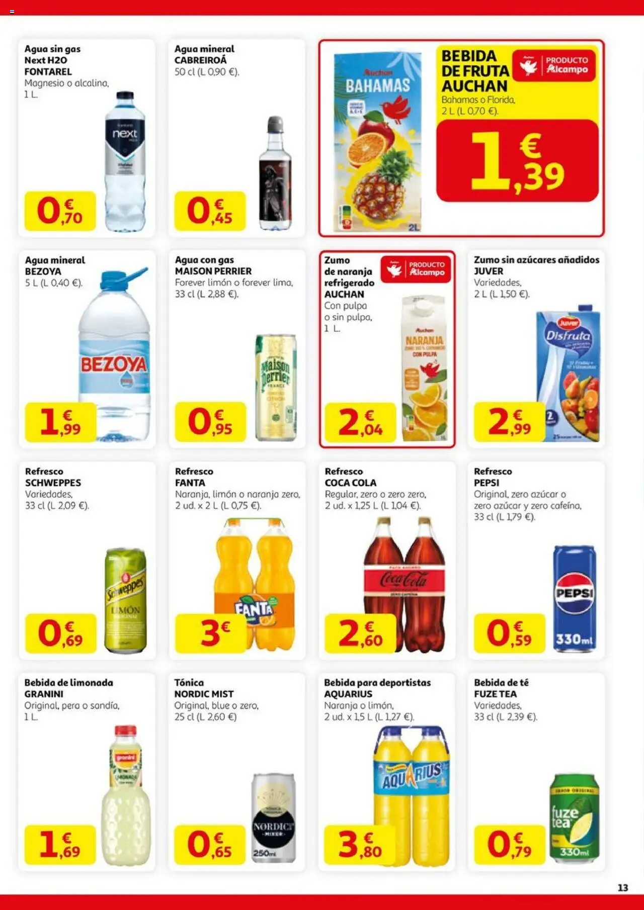 Alcampo - HP Nacional  │ válido desde el 11.09.2025 | Página: 13 | Productos: Agua con gas, Ροζ πιπέρι, Limonada, Agua mineral
