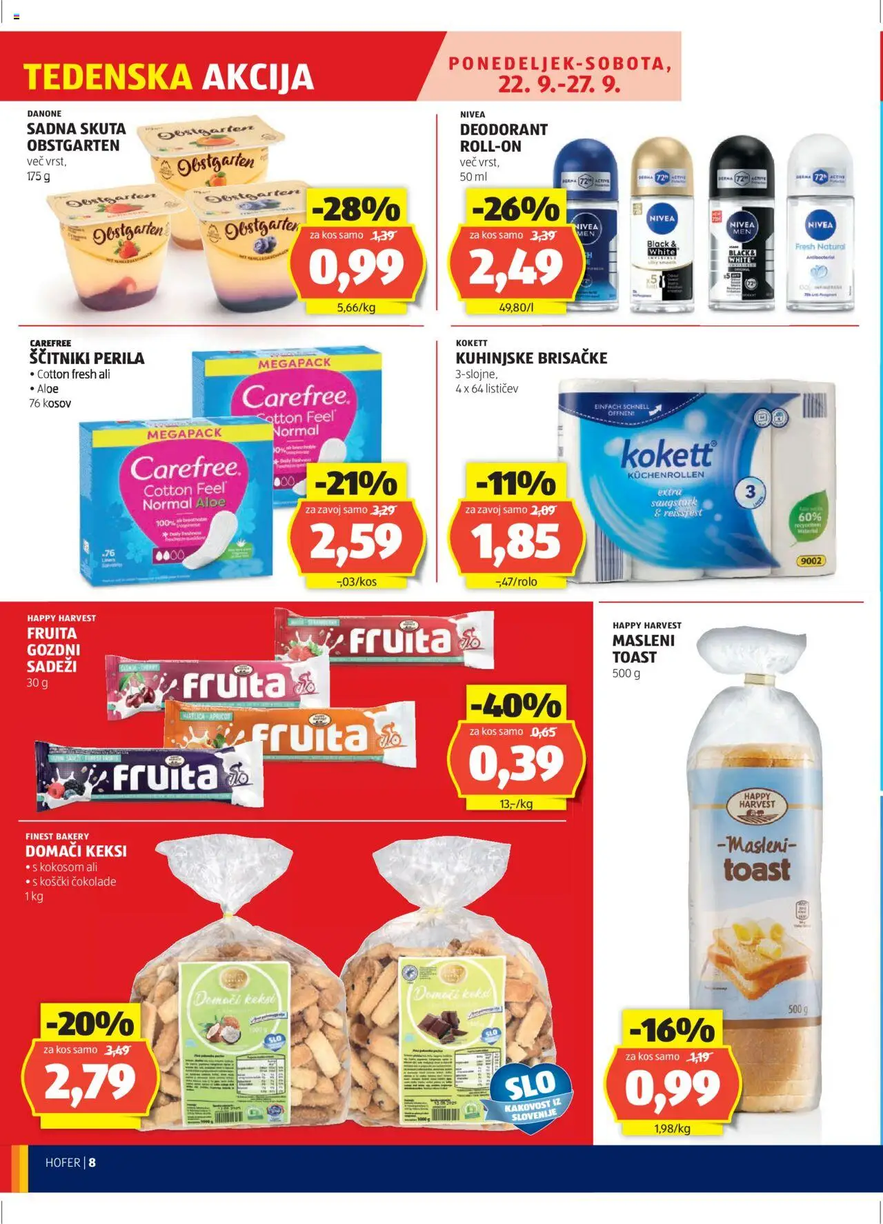 Hofer SI katalog | vrijedi od 18.09.2025 | Stranica: 8 | Proizvodi: Keksi, Toast, Nivea