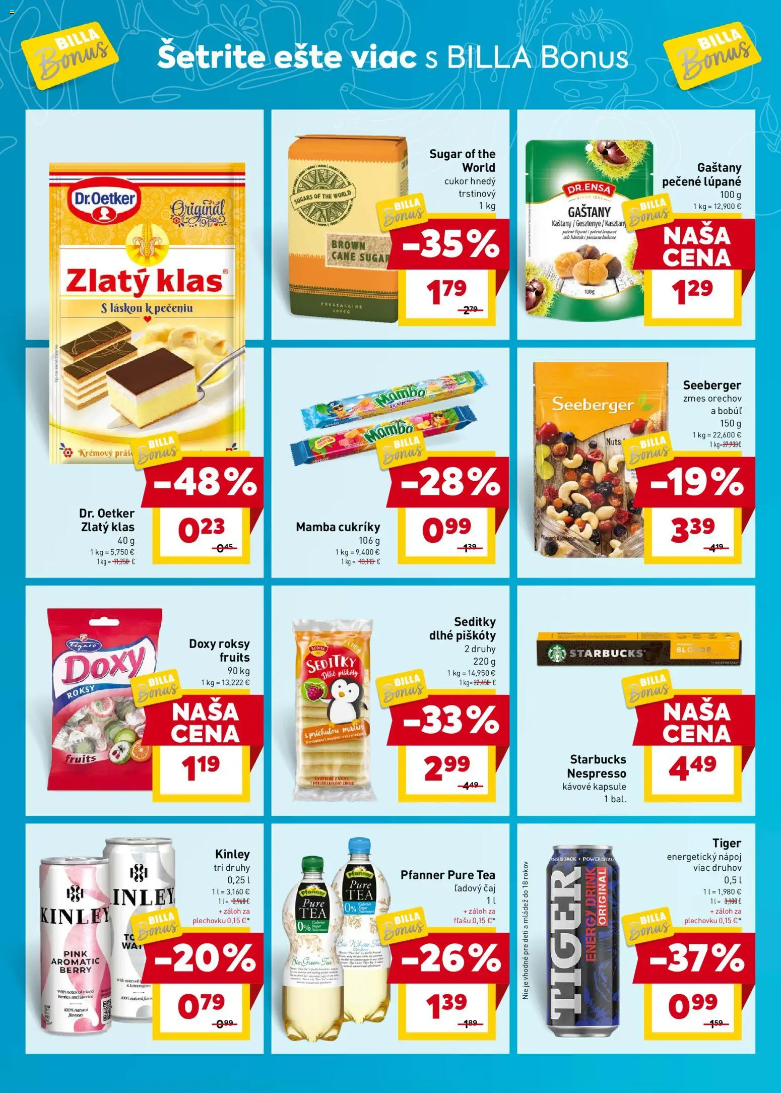 Nové Billa akcie – leták je platný od 26.11.2025 | Strana: 6 | Produkty: Čaj, Cukor, Cukríky, Energetický nápoj