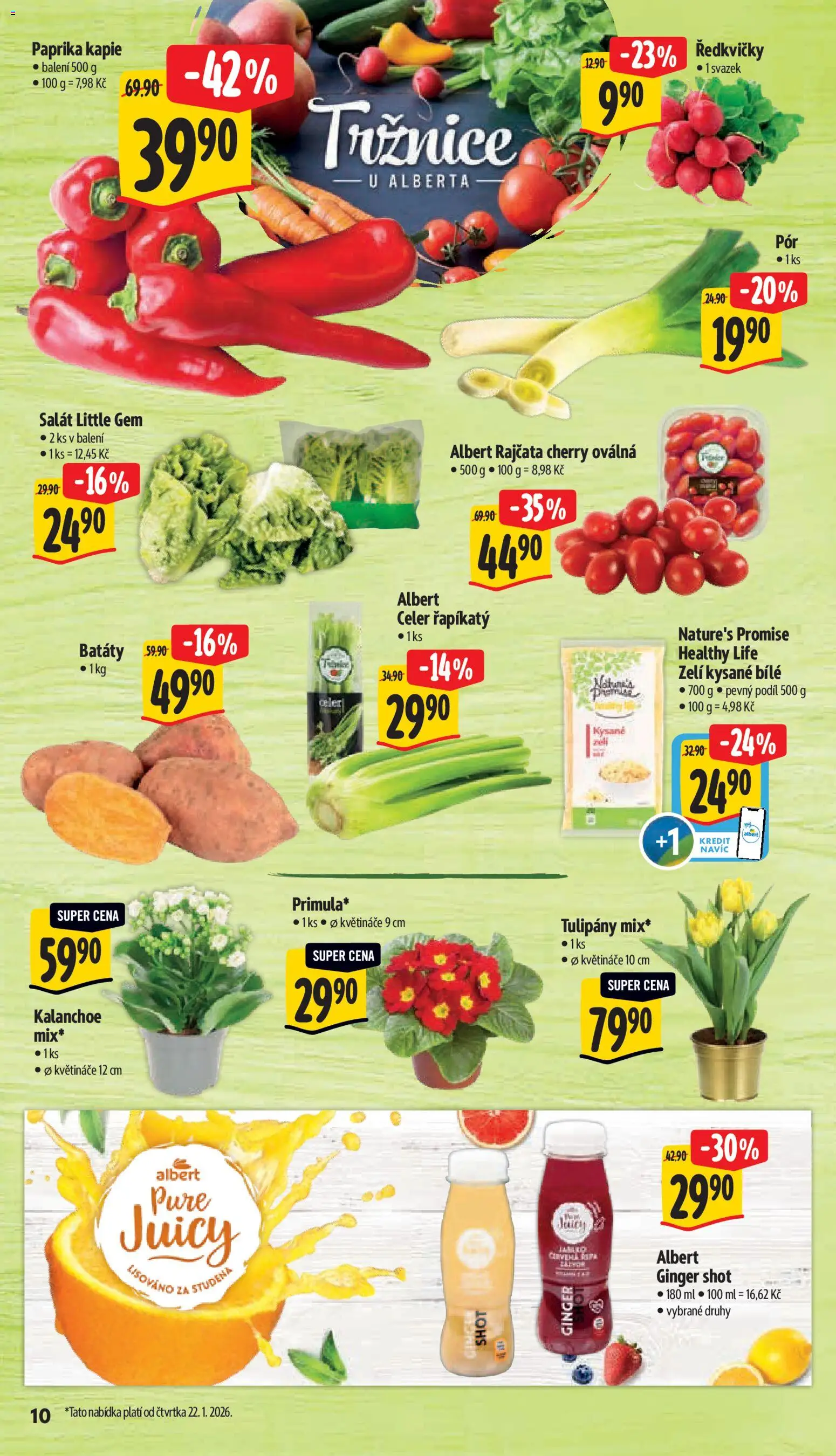Albert leták - Supermarket od 21.01.2026 | Strana: 15 | Produkty: Rajčata, Salát, Batáty, Ginger shot