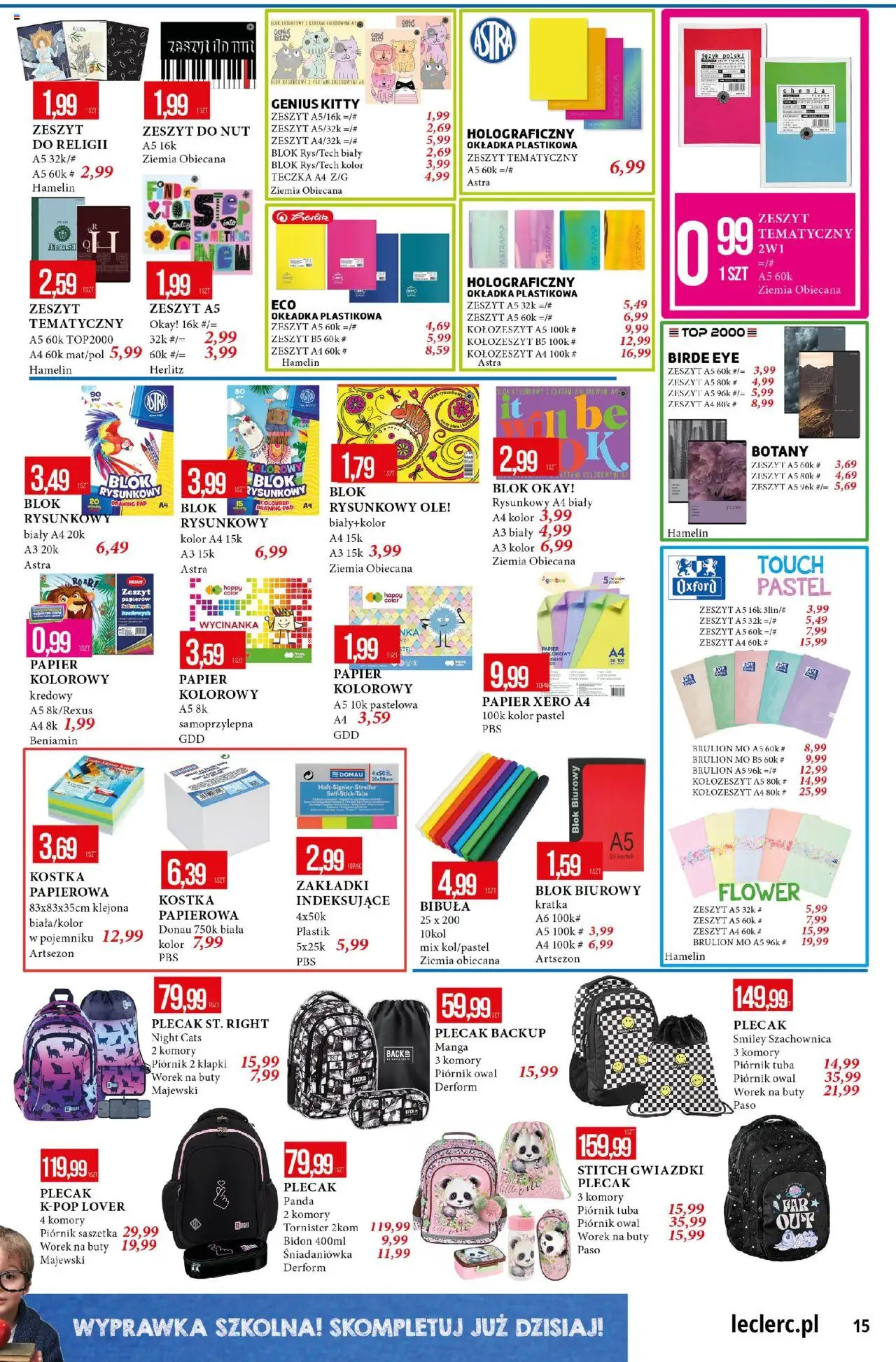 E.Leclerc Gazetka - Radom od 28.07.2025 | Strona: 15 | Produkty: Top, Buty, Zeszyt, Ziemia