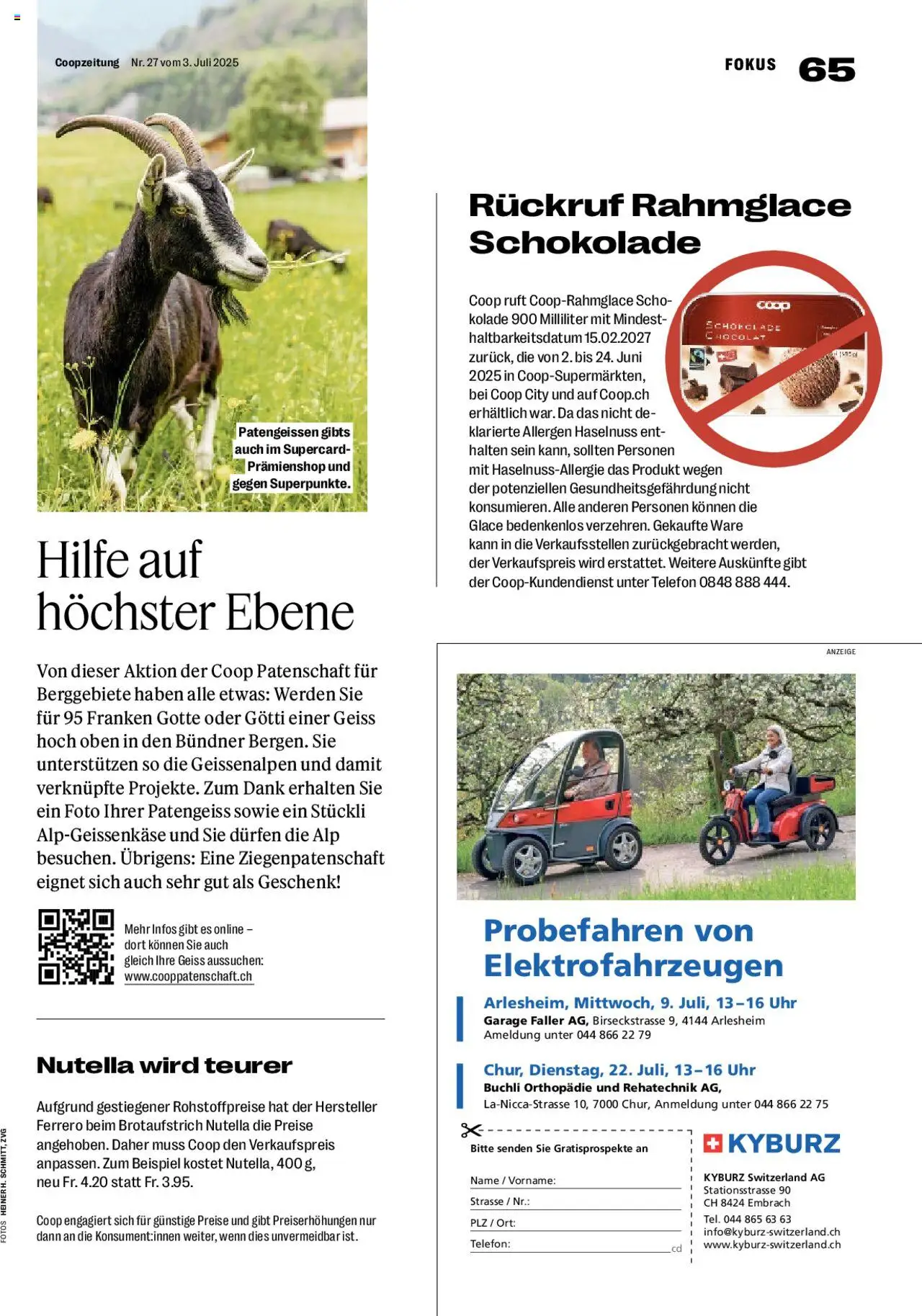 Coop Magazin ab 03.07.2025 | Seite: 65 | Produkte: Spabad, Schokolade, Telefon, Uhr