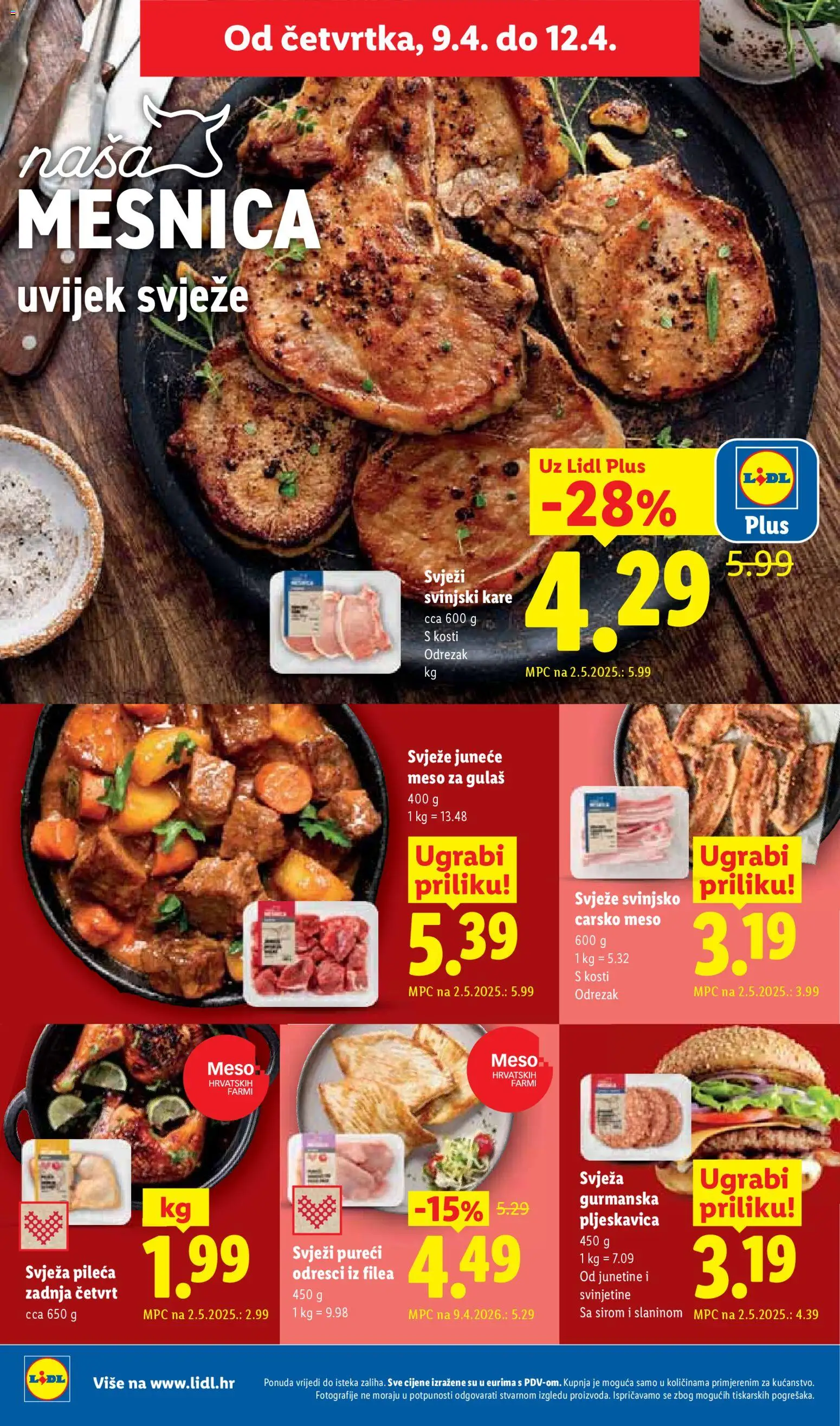 Lidl katalog | vrijedi od 07.04.2026 | Stranica: 52 | Proizvodi: Carsko meso, Svinjski kare, Meso