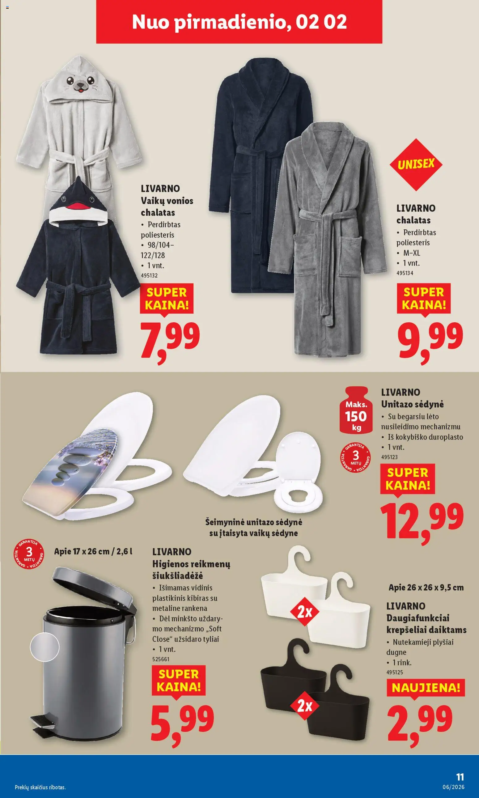LIDL akcijos nuo 02.02.2026 | Puslapis: 11 | Prekių: Chalatas, Kibiras