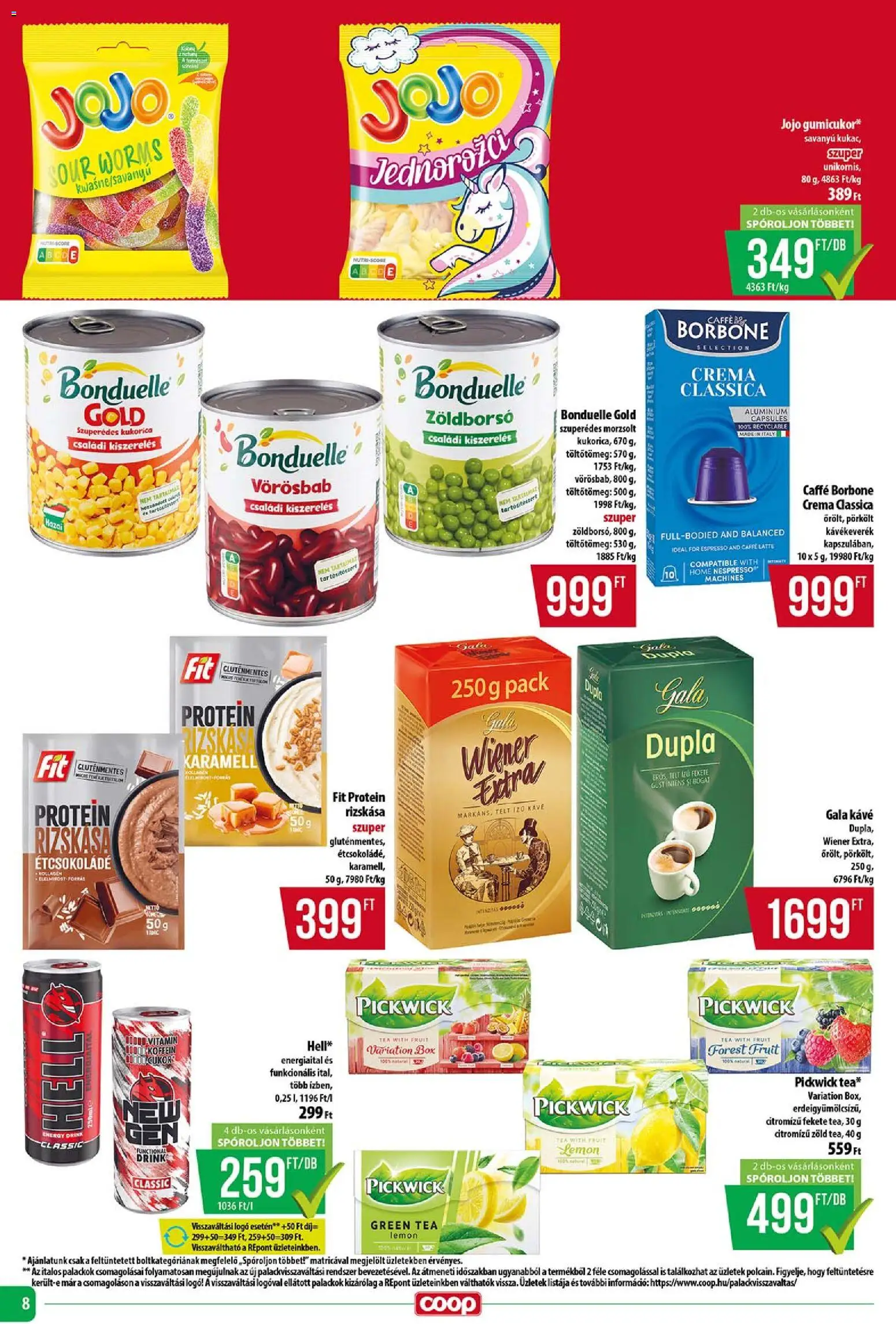 COOP akciós ujság - amely érvényes a következő dátumtól: 15.01.2026 | Oldal: 8 | Termékek: Energiaital, Protein, Kollagén, Gluténmentes
