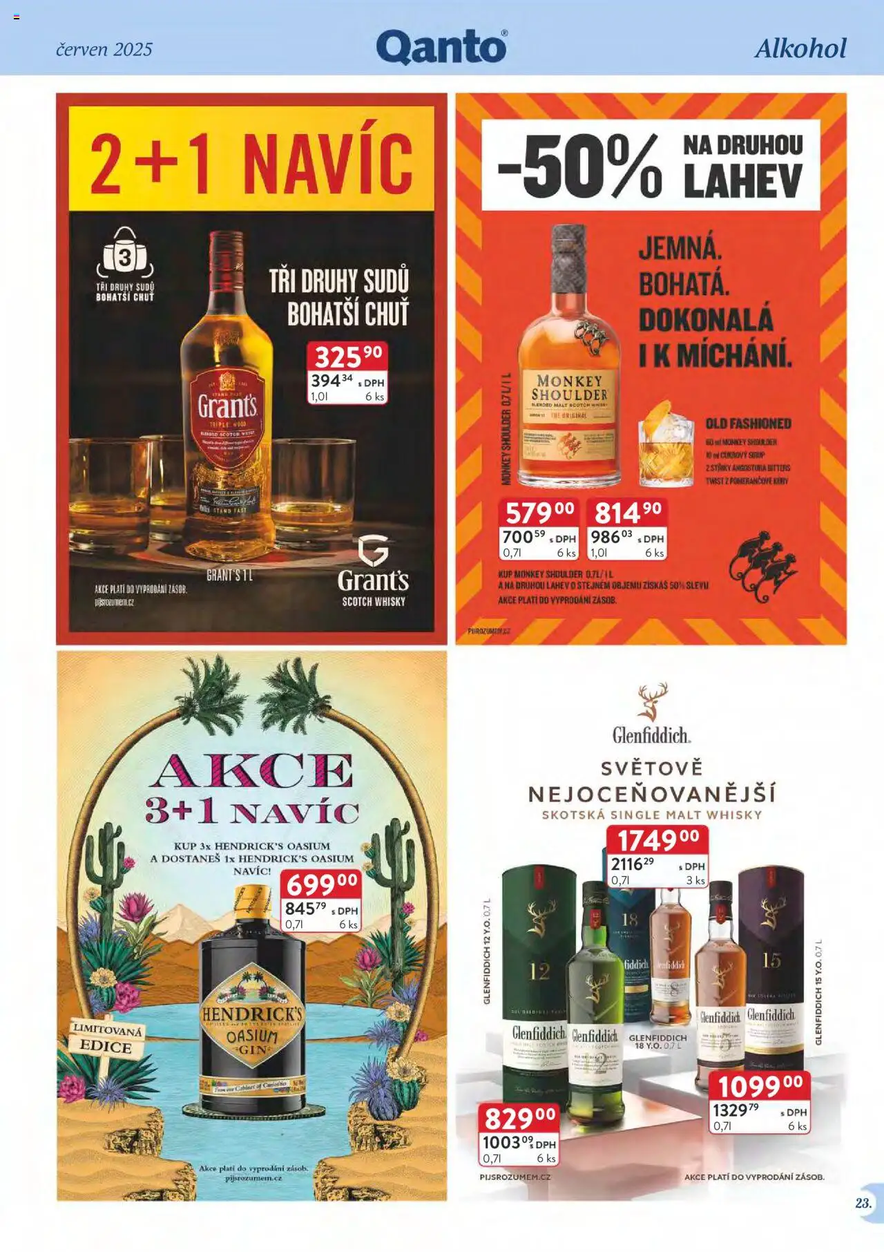Astur & Qanto leták - Velkoobchod 06/2025 od 01.06.2025 | Strana: 23 | Produkty: Gin, Monkey Shoulder, Glenfiddich 18, Láhev